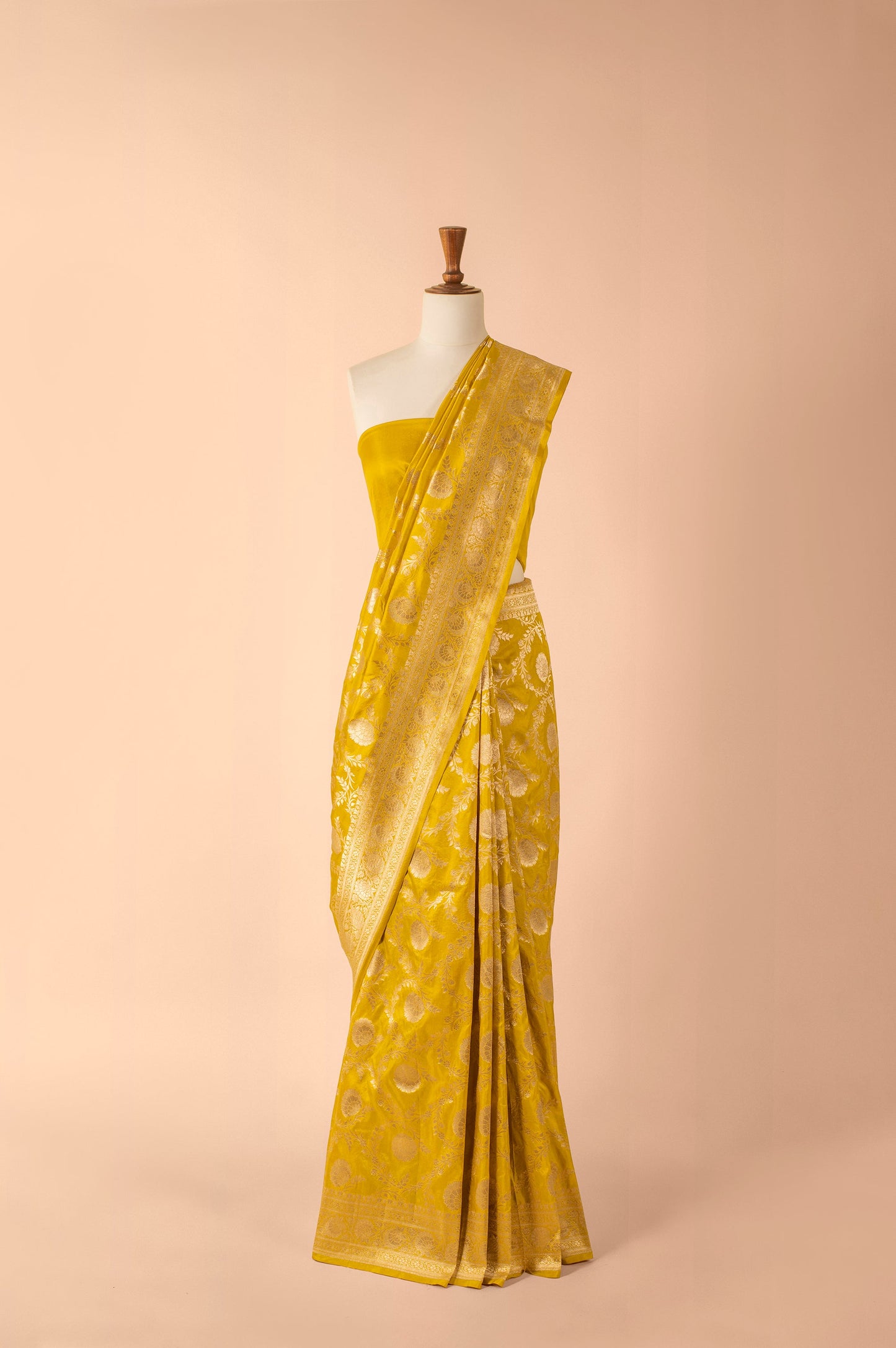 Handwoven Mustard Silk Sari