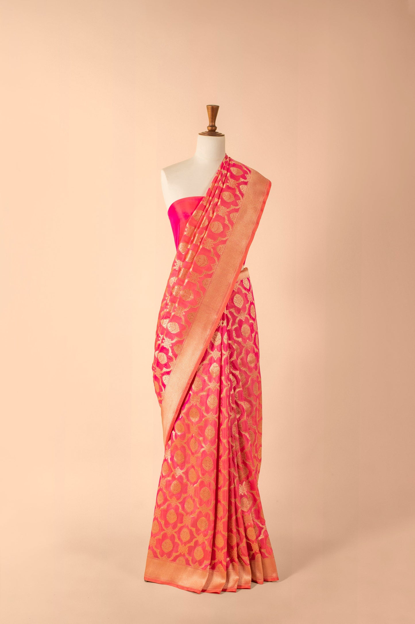 Handwoven Pink Silk Sari