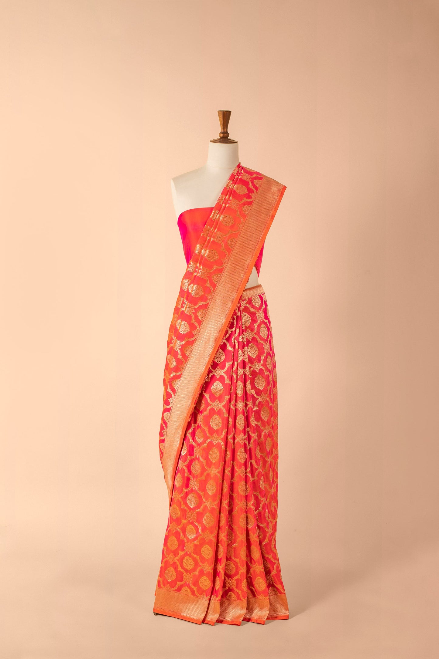 Handwoven Orange Silk Sari