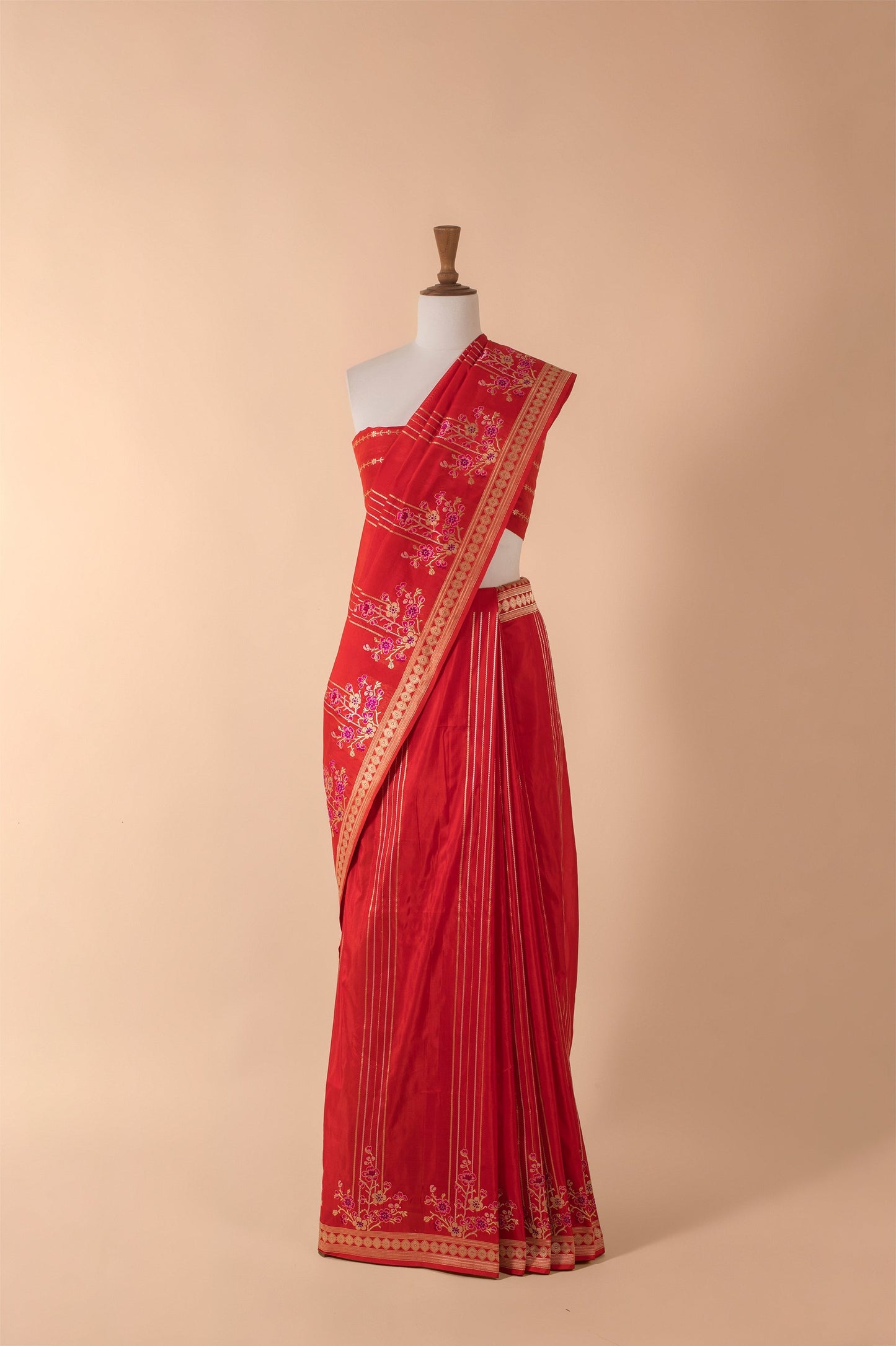 Handwoven Red Silk Sari