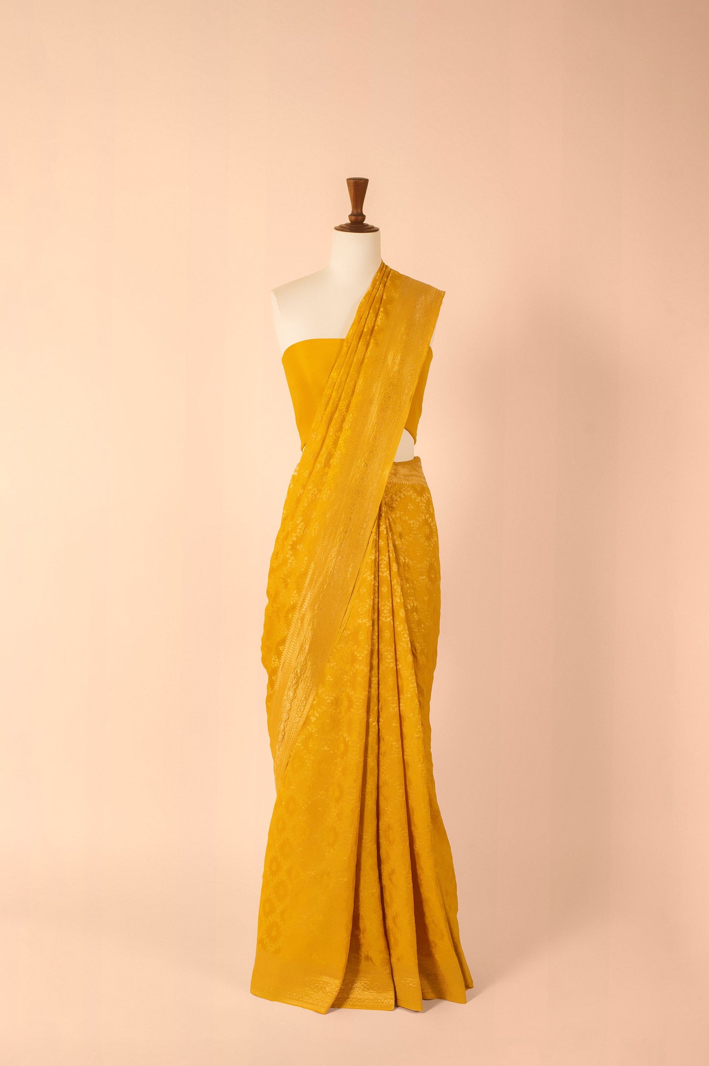 Handwoven Yellow Georgette Sari
