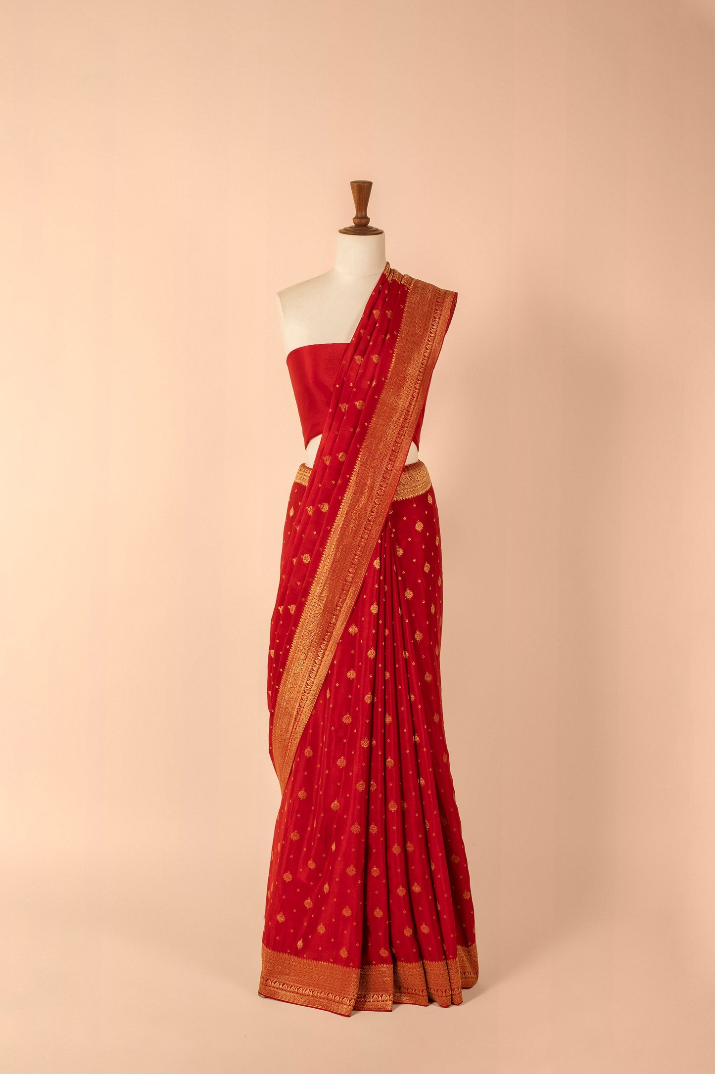 Handwoven Red Georgette Sari