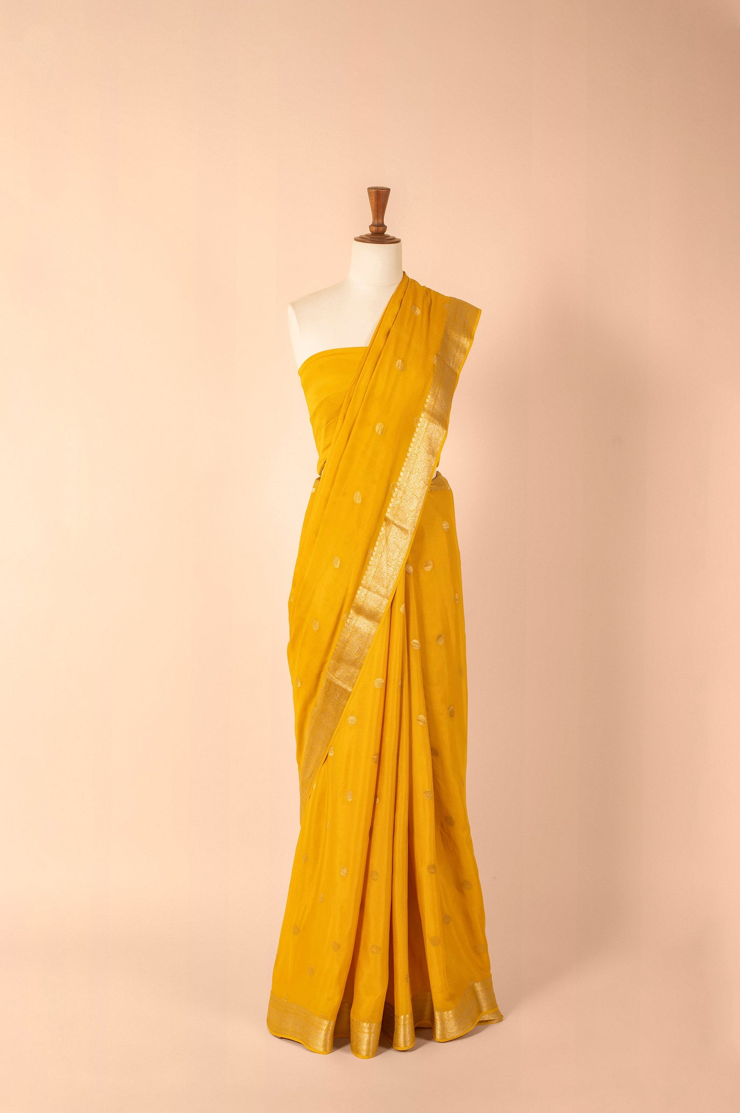 Handwoven Yellow Georgette Sari
