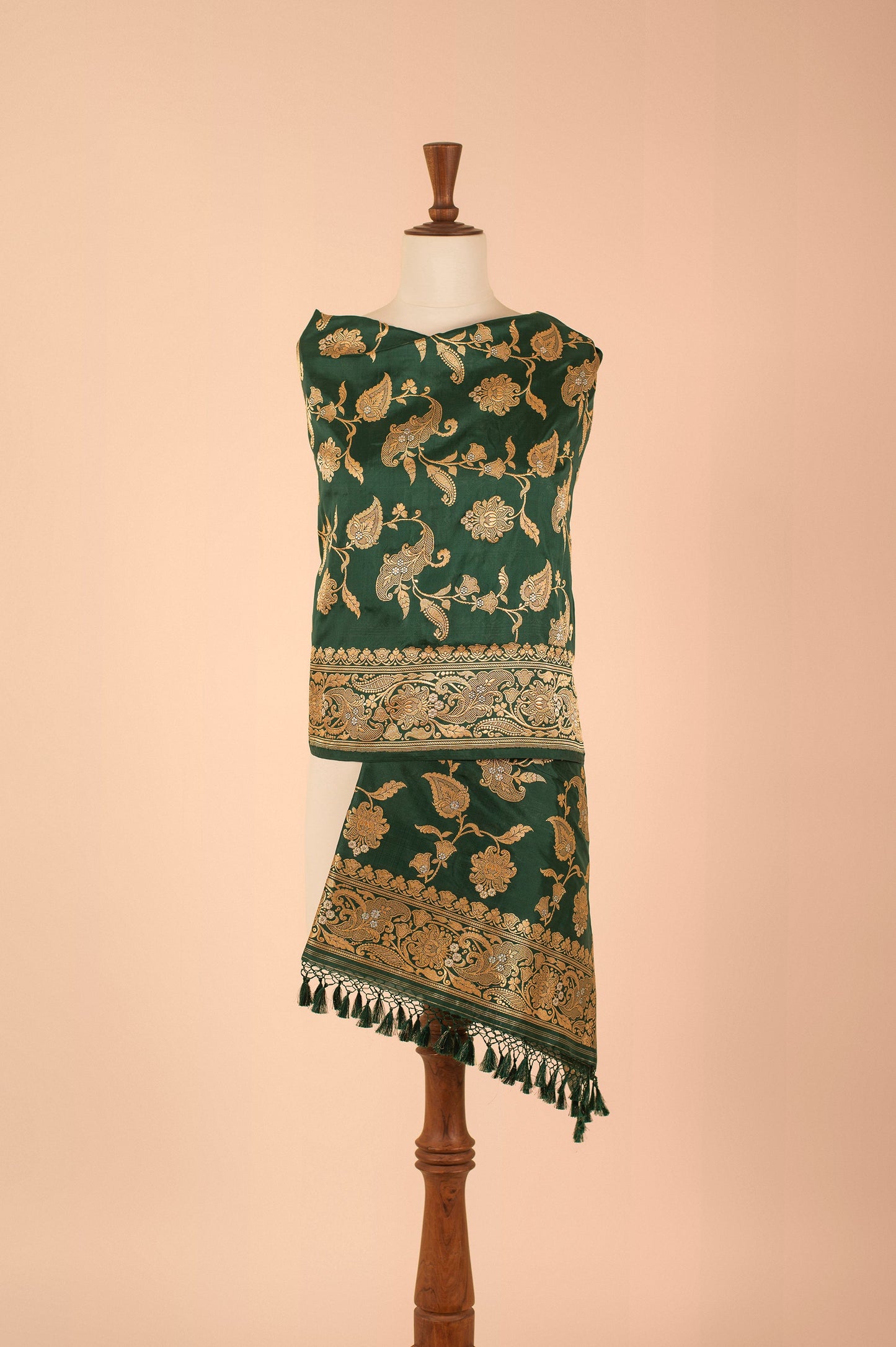 Handwoven Green Silk Dupatta