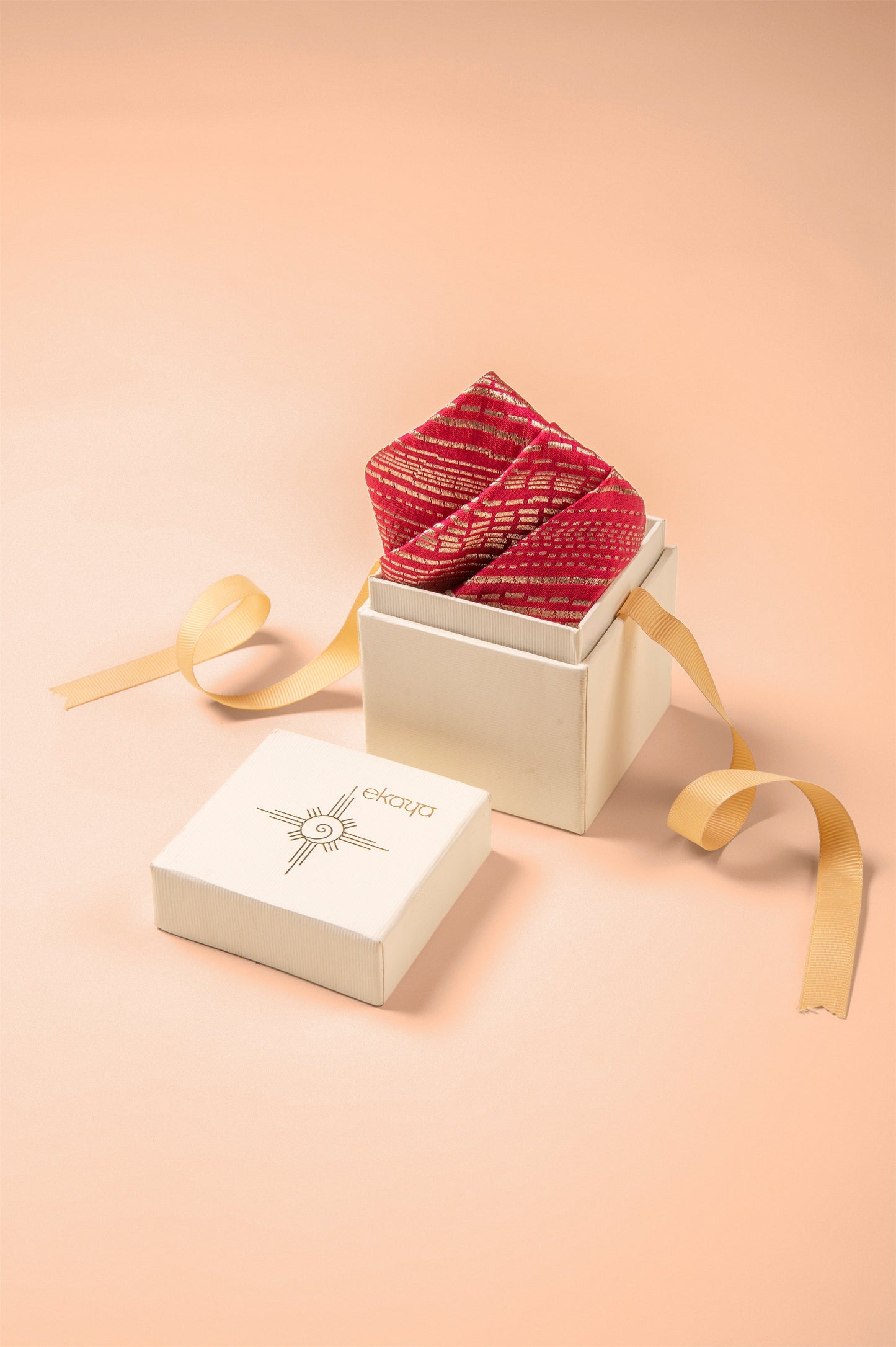 Handwoven Red Silk Pocket Square