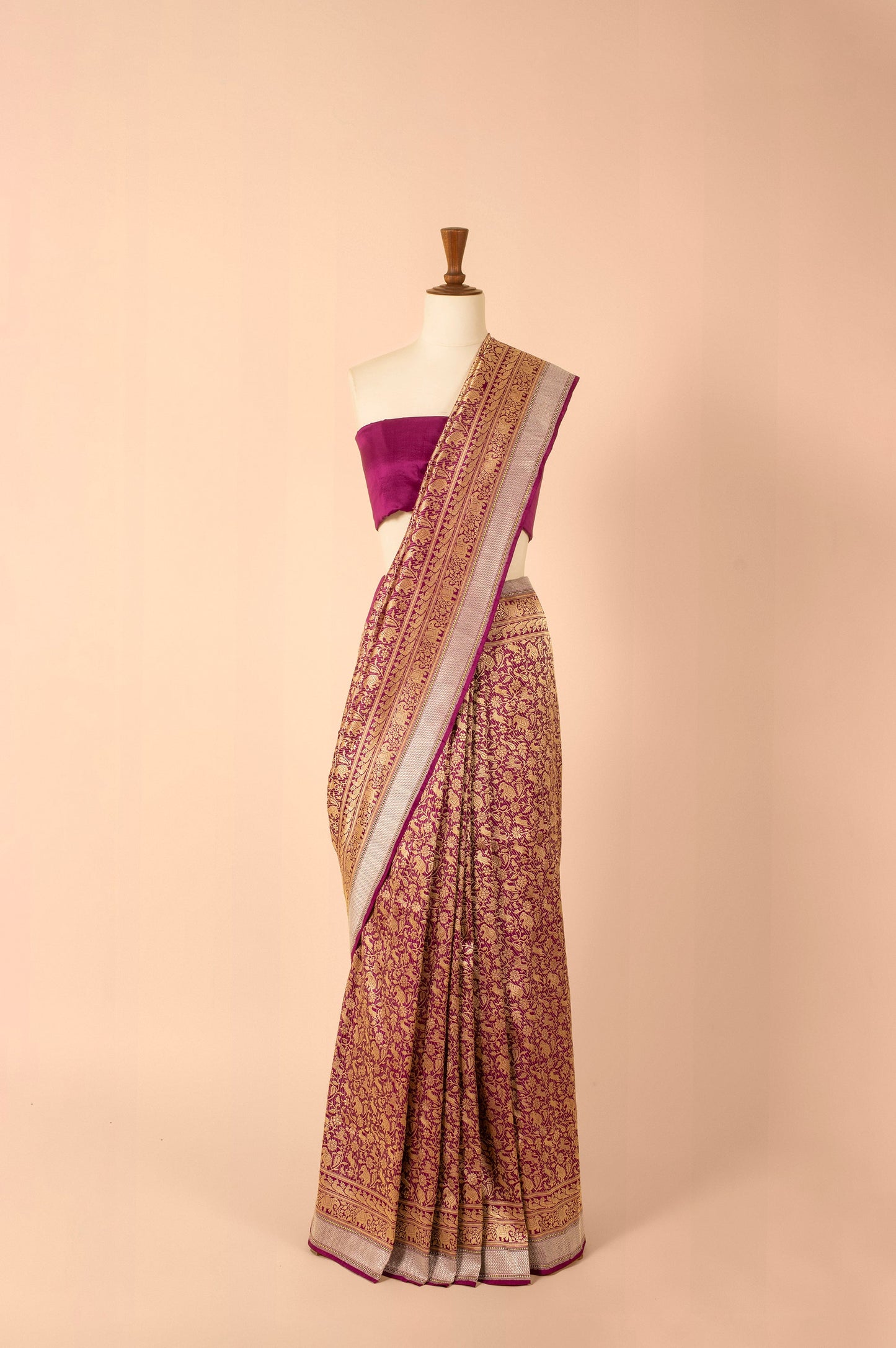 Handwoven Purple Real Zari Silk Sari
