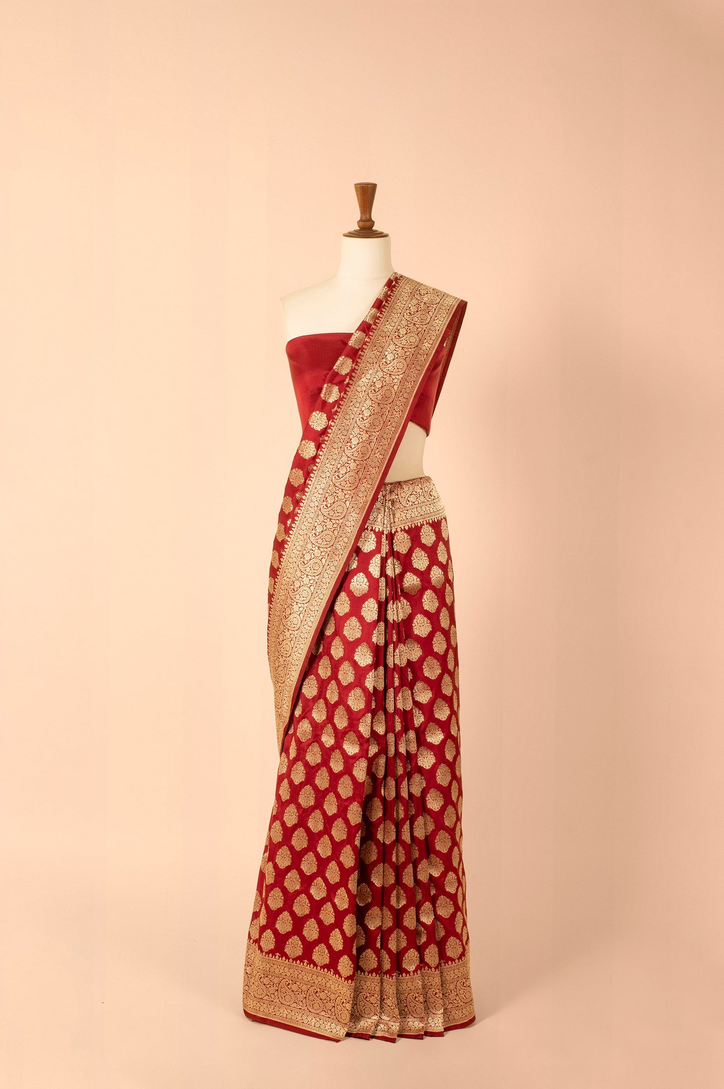 Handwoven Maroon Silk Sari