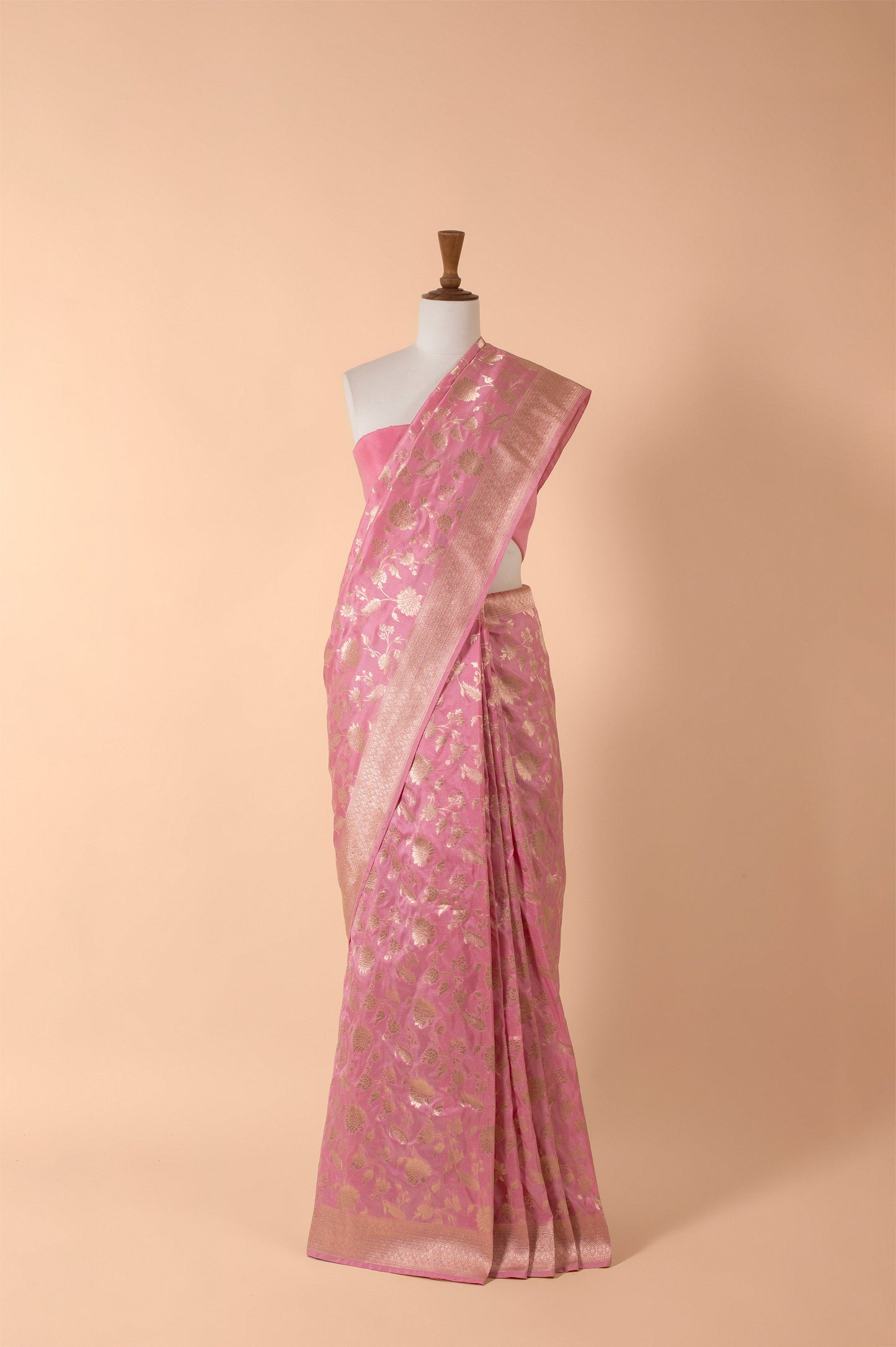 Handwoven Pink Silk Sari