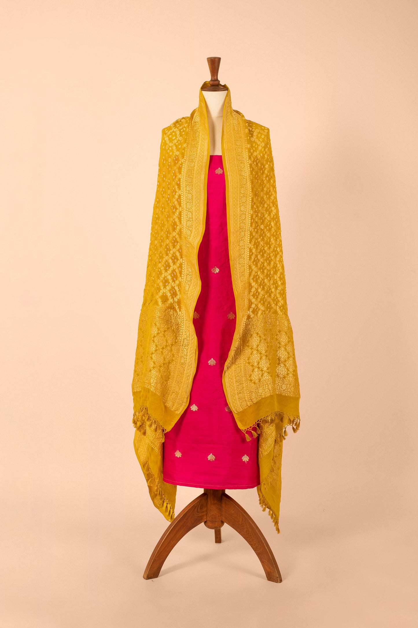 Handwoven Pink Silk Suit Piece