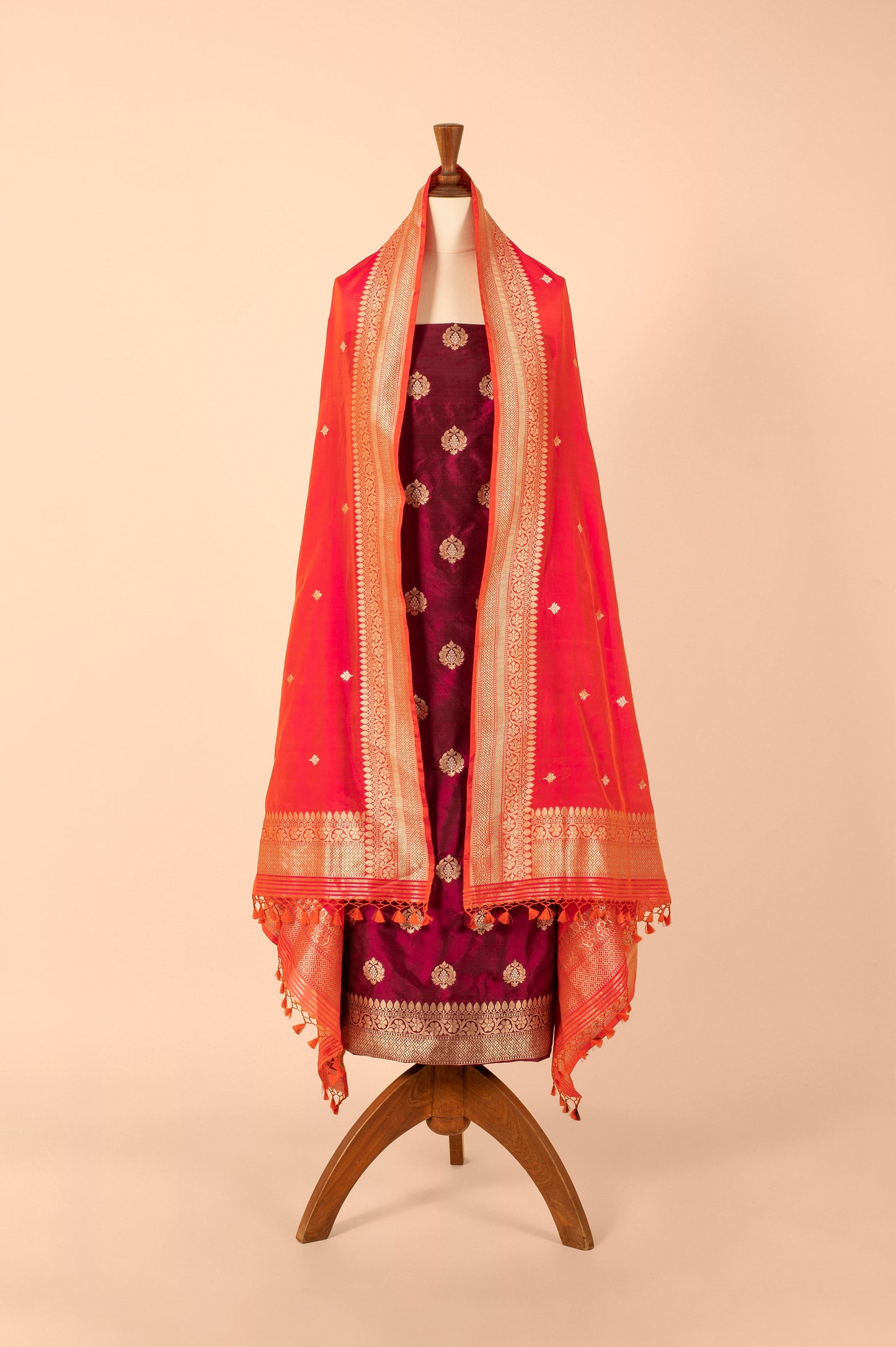 Handwoven Garnet Silk Suit Piece