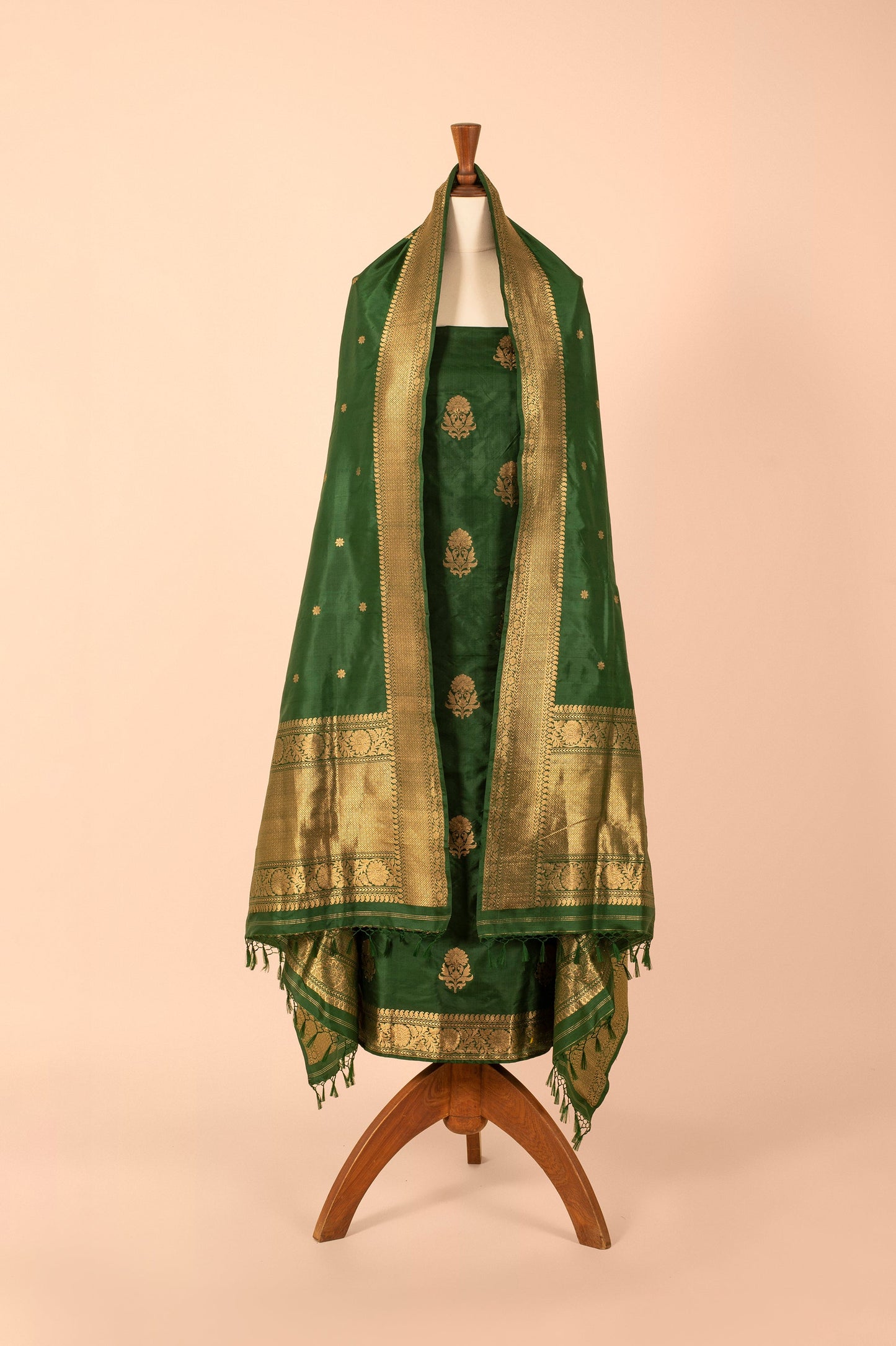 Handwoven Green Silk Suit Piece