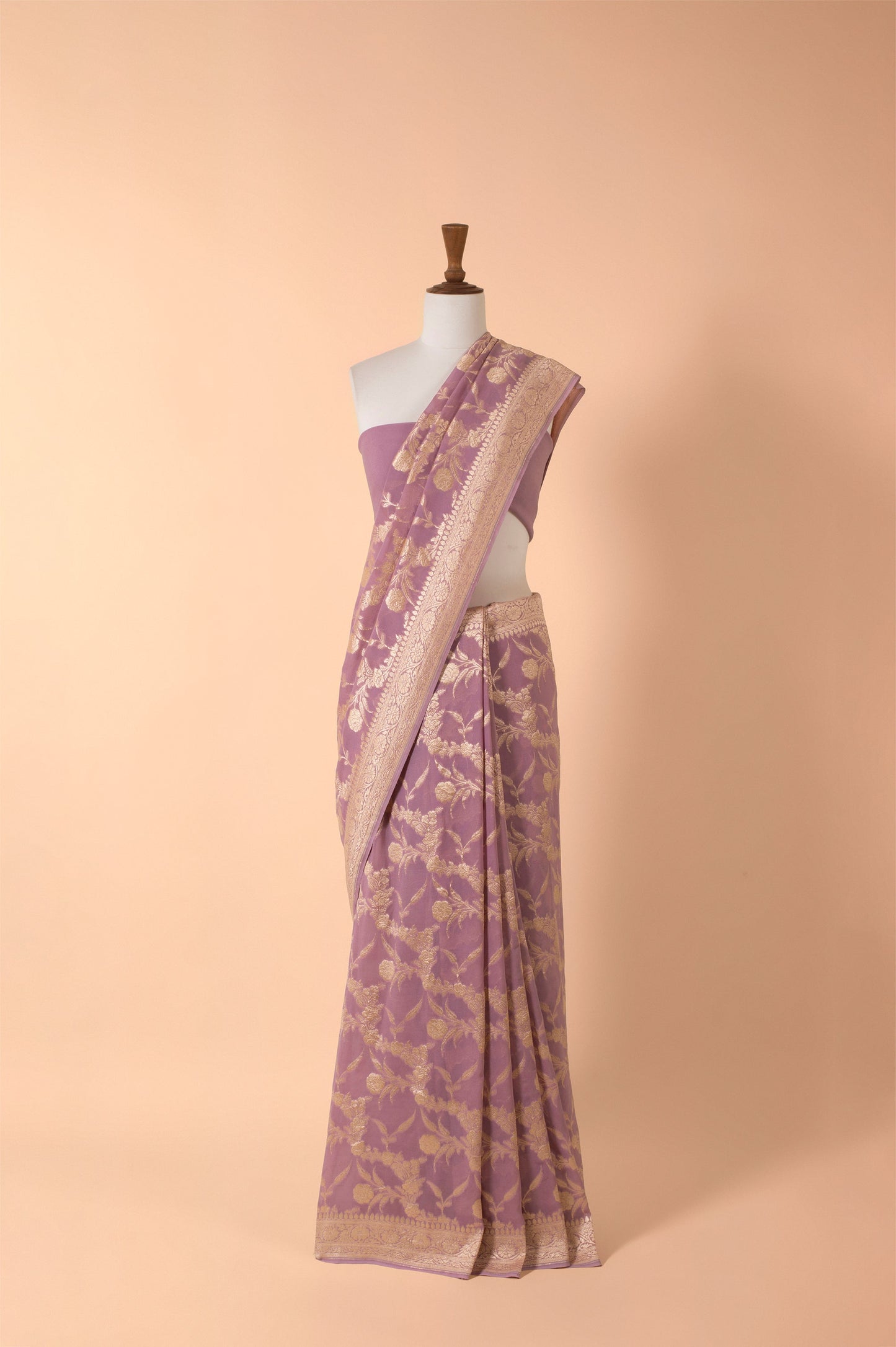 Handwoven Purple Georgette Sari