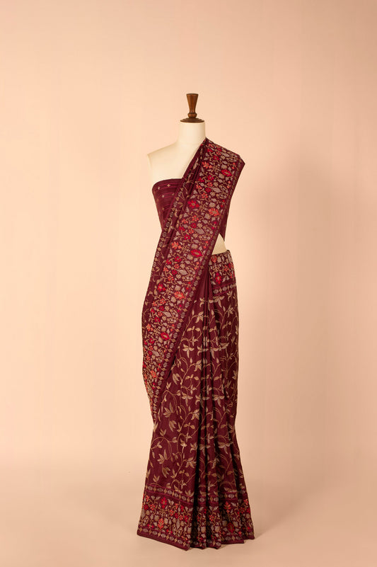 Handwoven Purple Real Zari Silk Saree