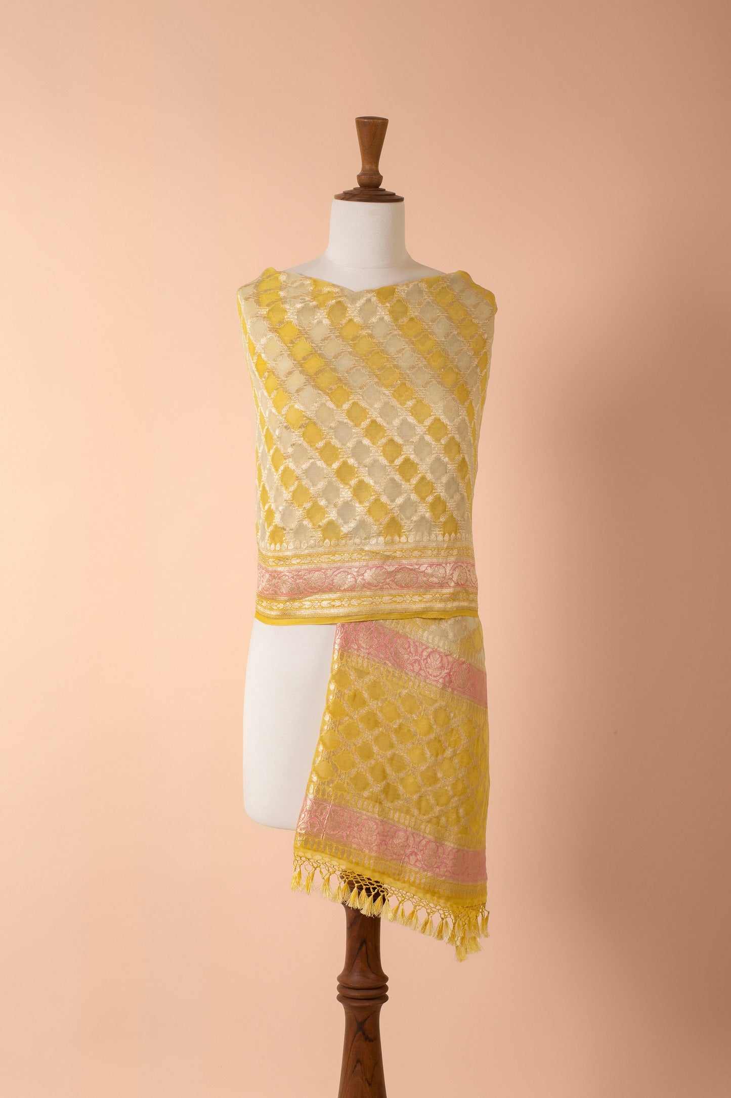 Handwoven Yellow Georgette Dupatta