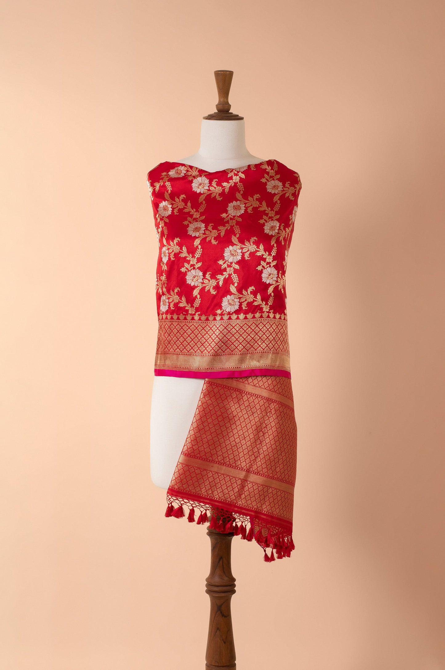 Handwoven Red Silk Dupatta