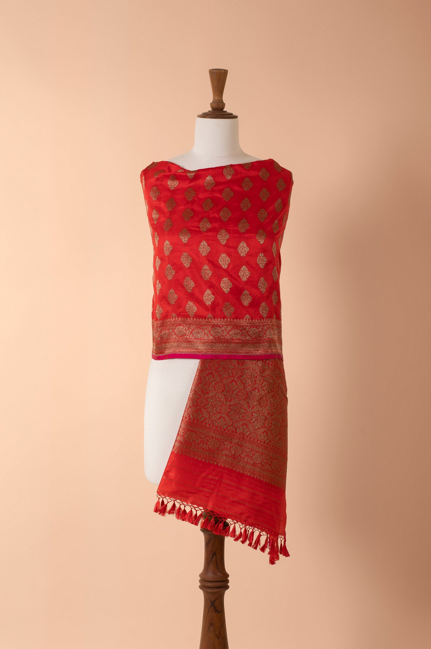 Handwoven Red Silk Dupatta