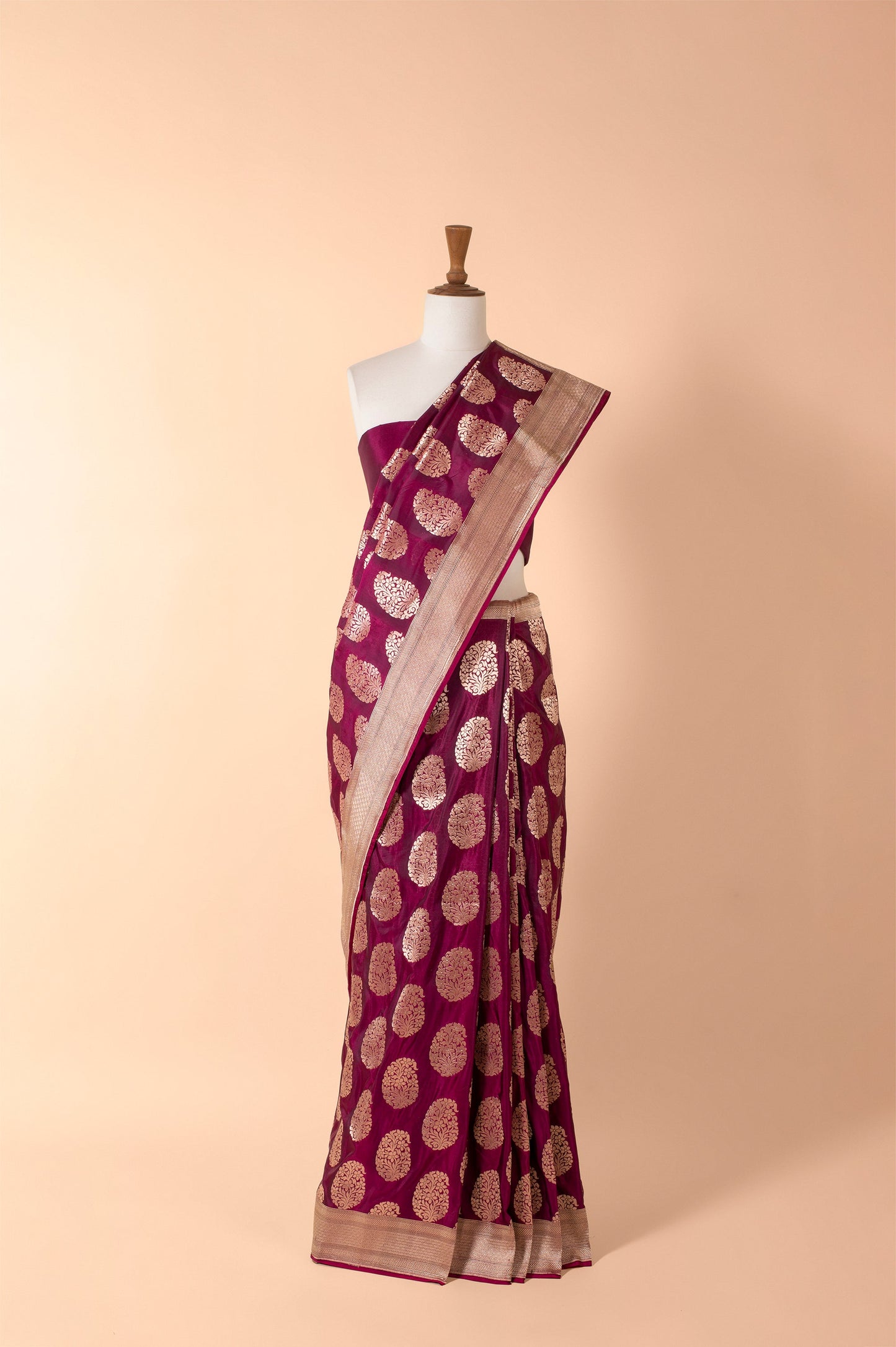 Handwoven Wine Silk Sari