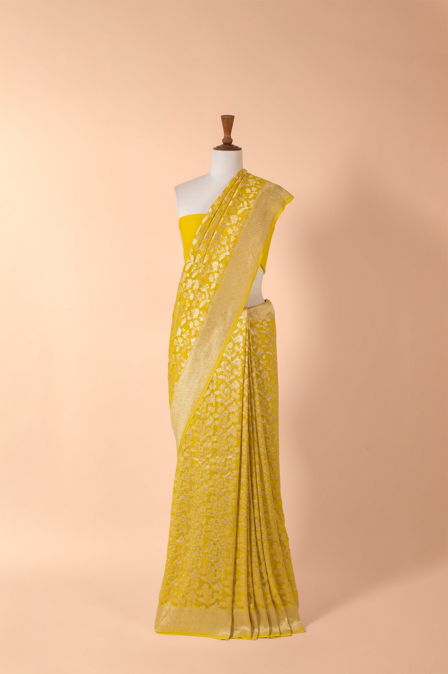Handwoven Yellow Georgette Sari