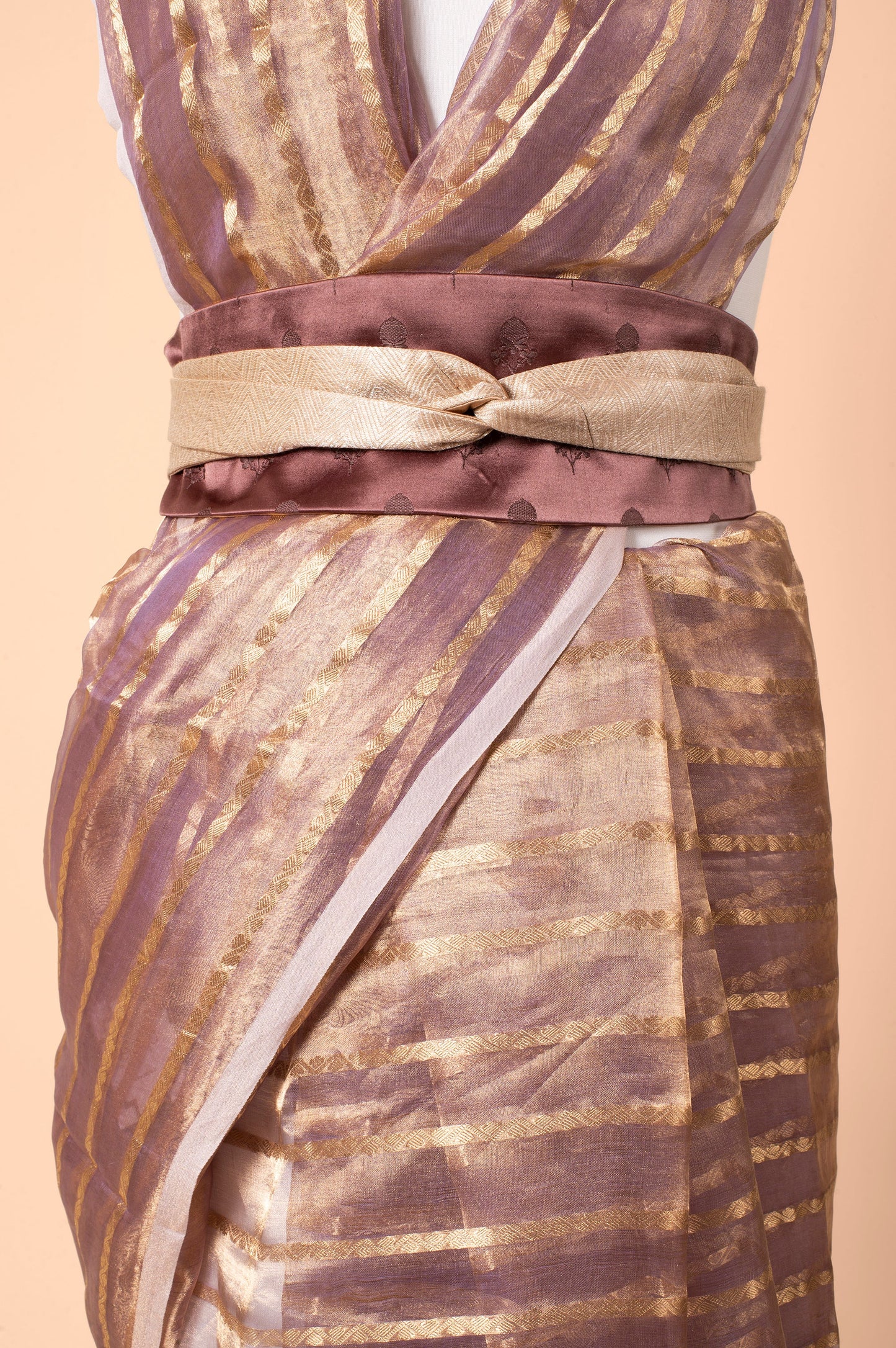 Handwoven Brown and Gold Silk Belt