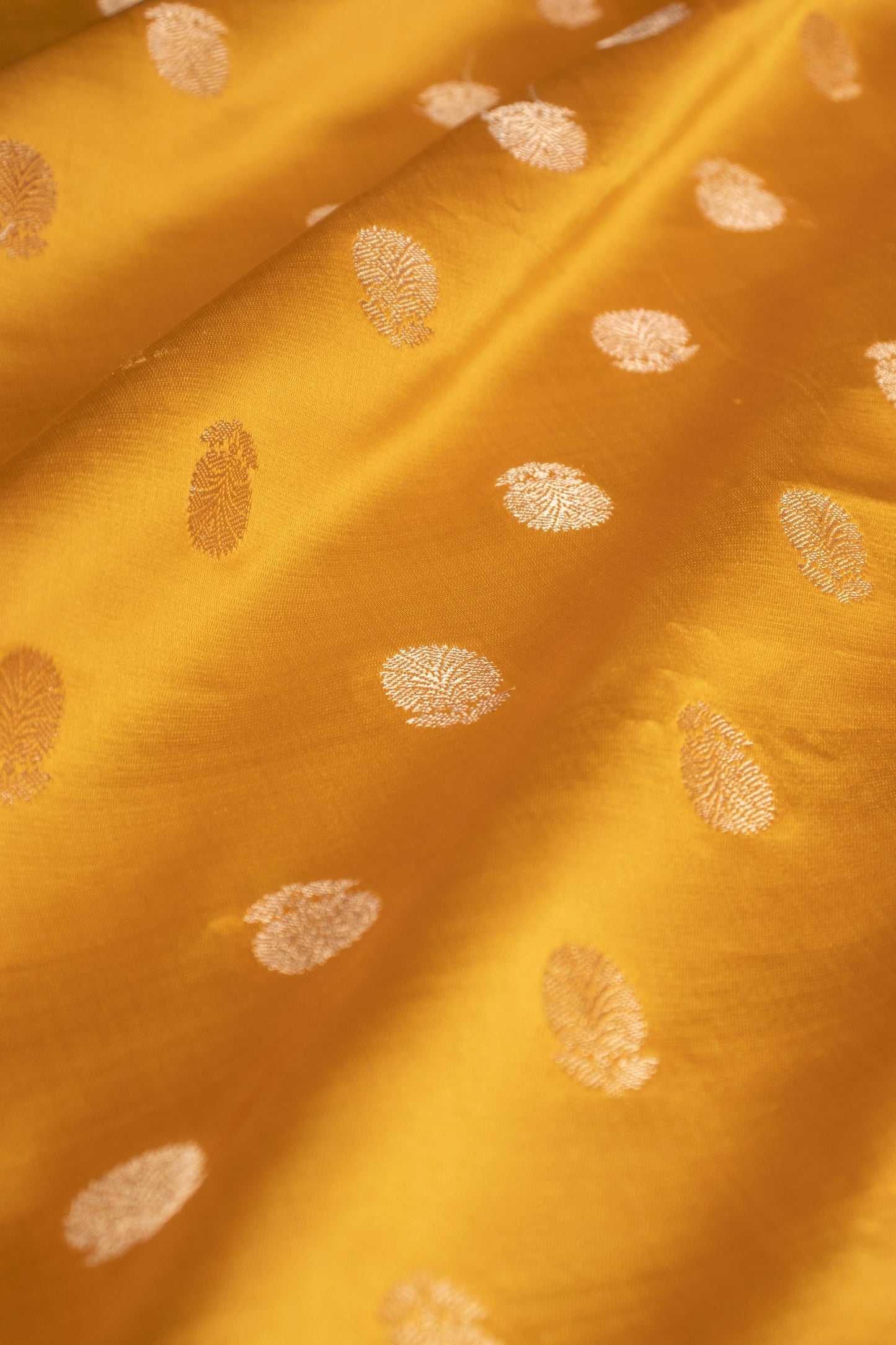 Handwoven Yellow Satin Silk Blouse Fabric