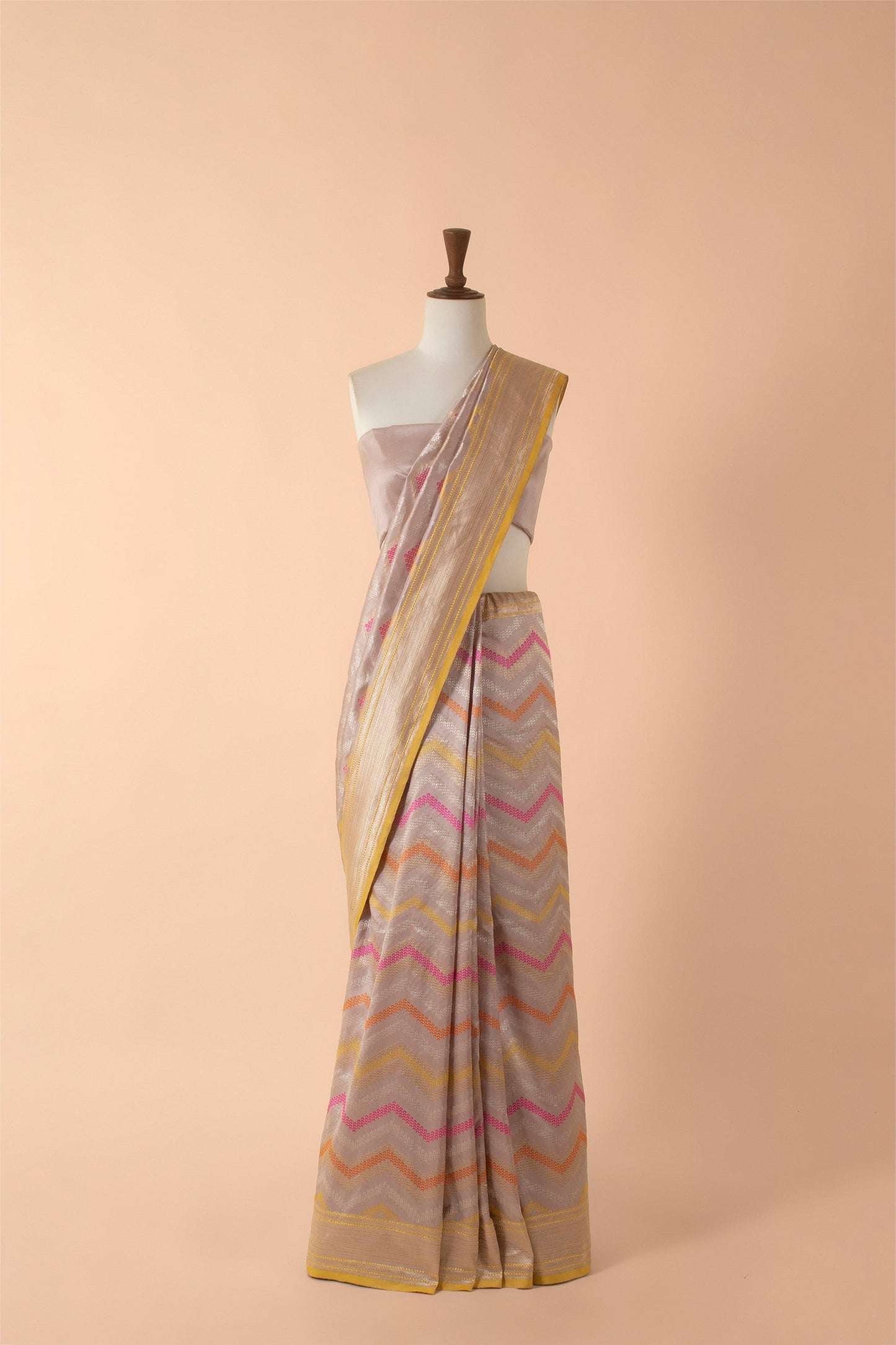 Handwoven Grey Silk Sari