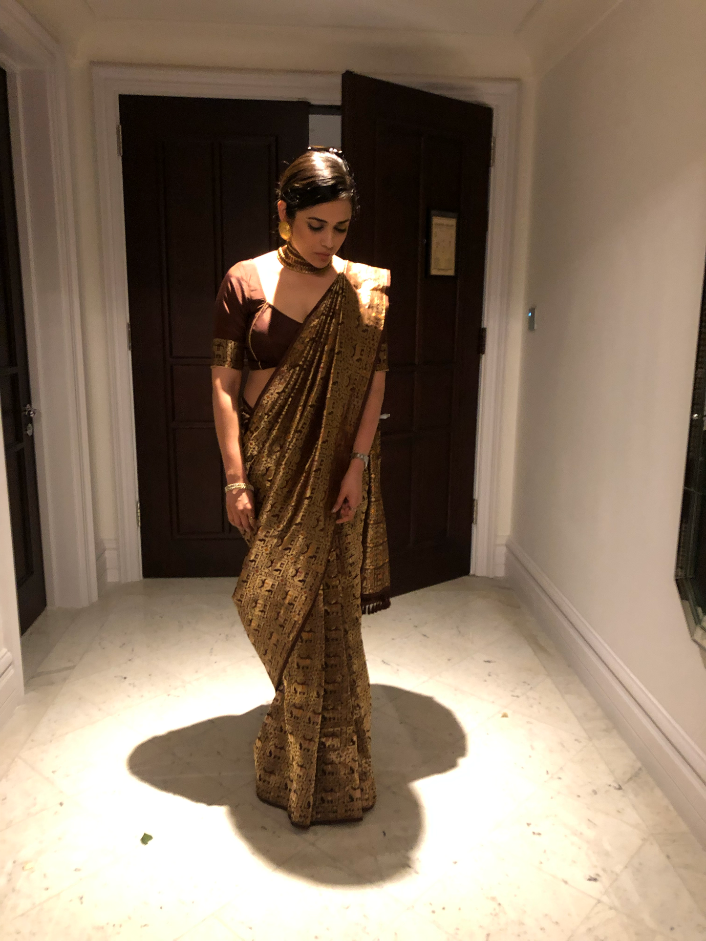 Handwoven Brown Silk Saree