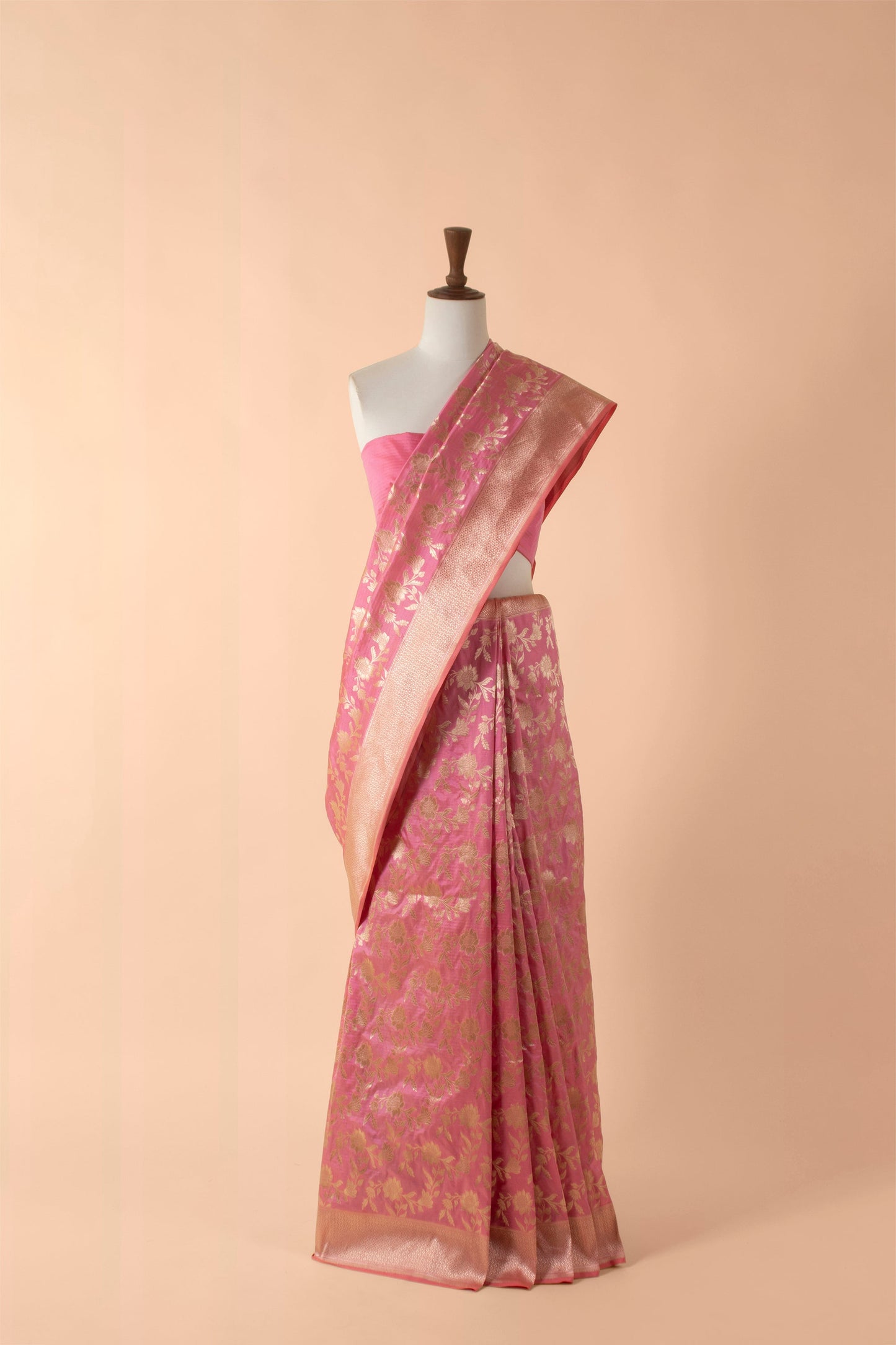 Handwoven Pink Silk Sari