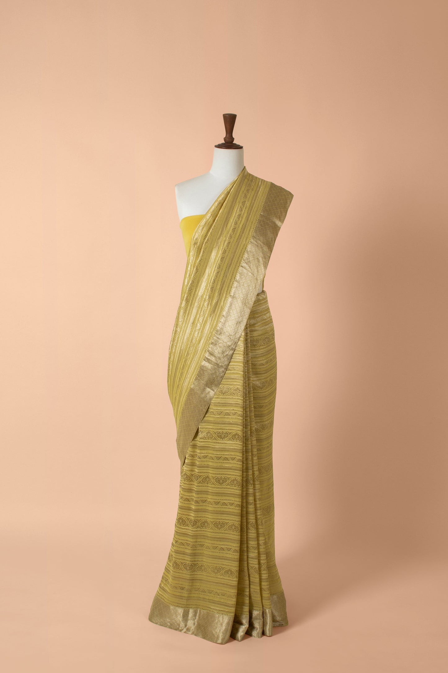 Handwoven Yellow Georgette Sari