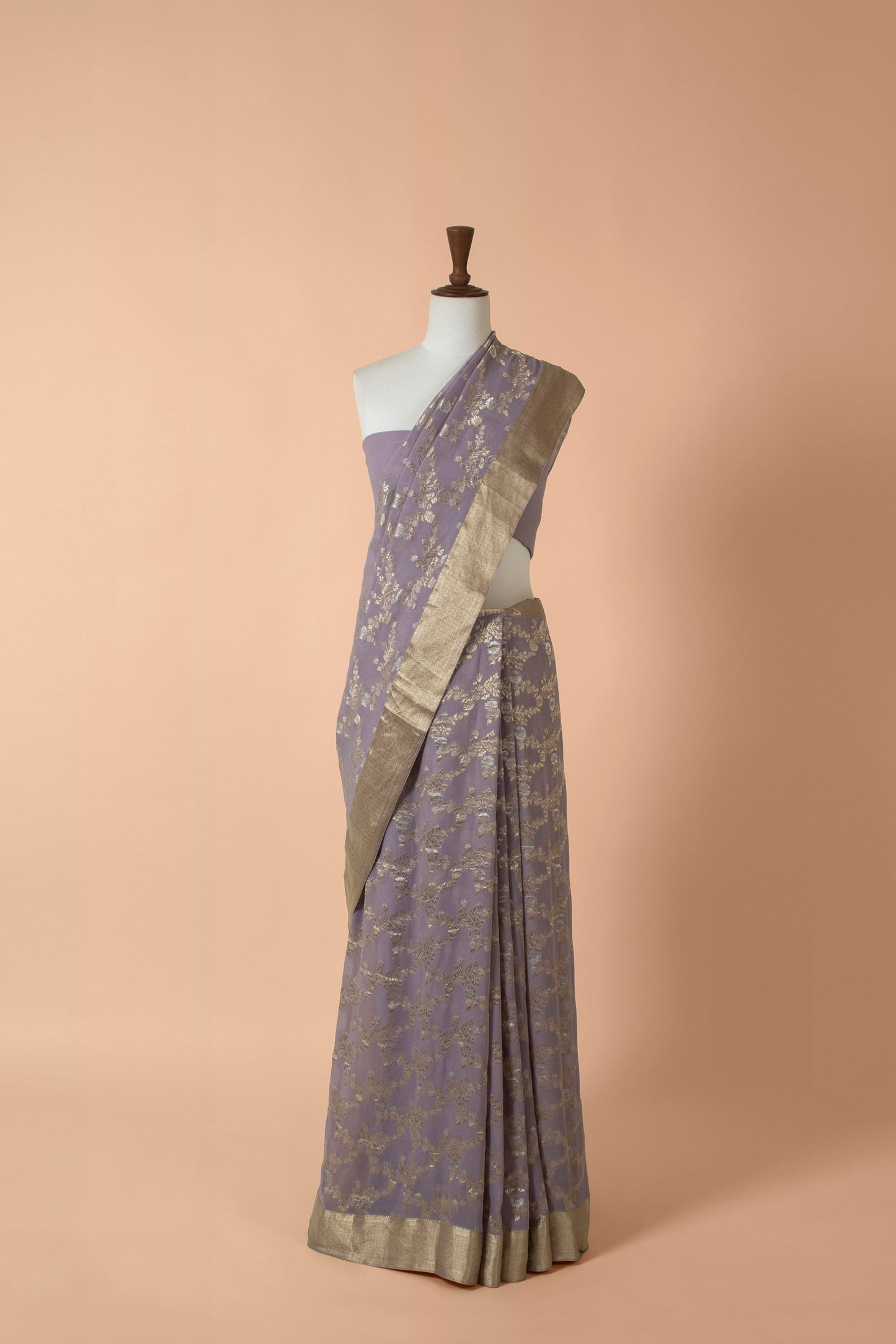 Handwoven Mauve Georgette Sari