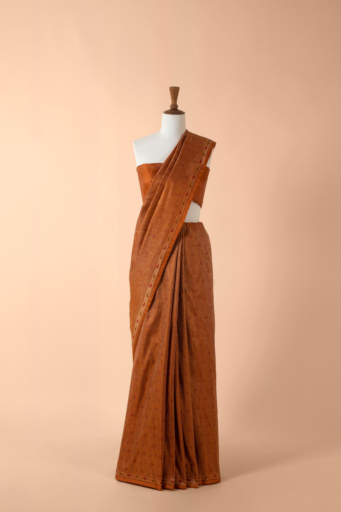 Handwoven Mustard Satin Silk Sari