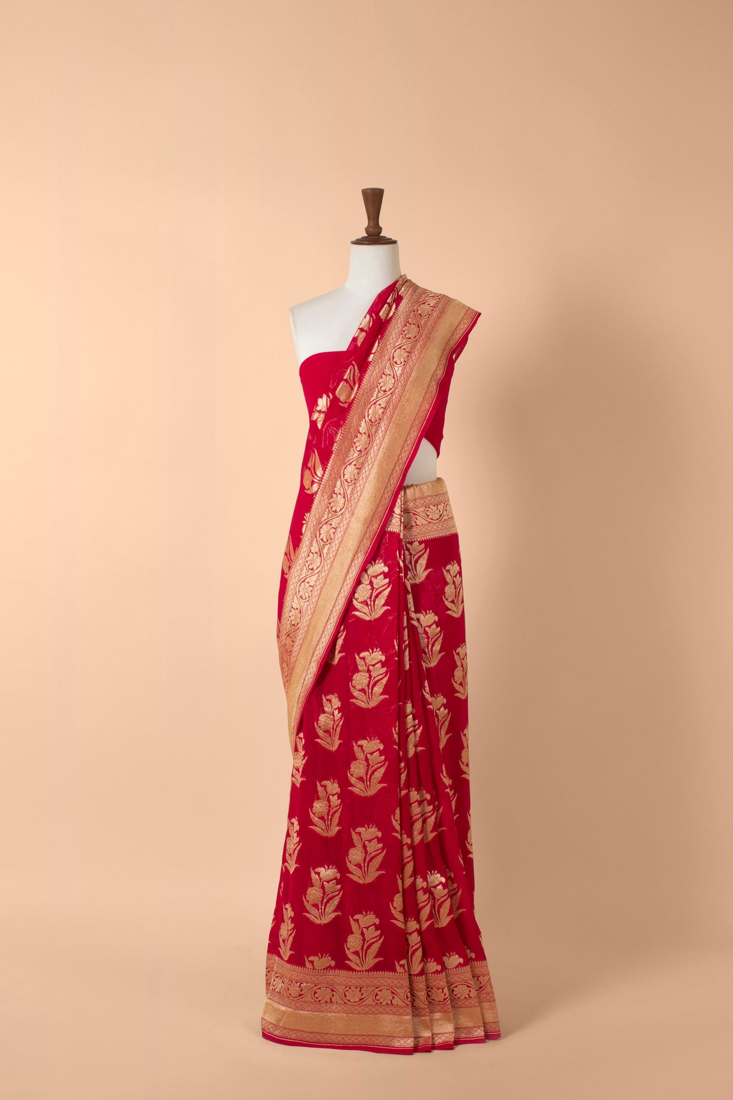 Handwoven Maroon Georgette Sari