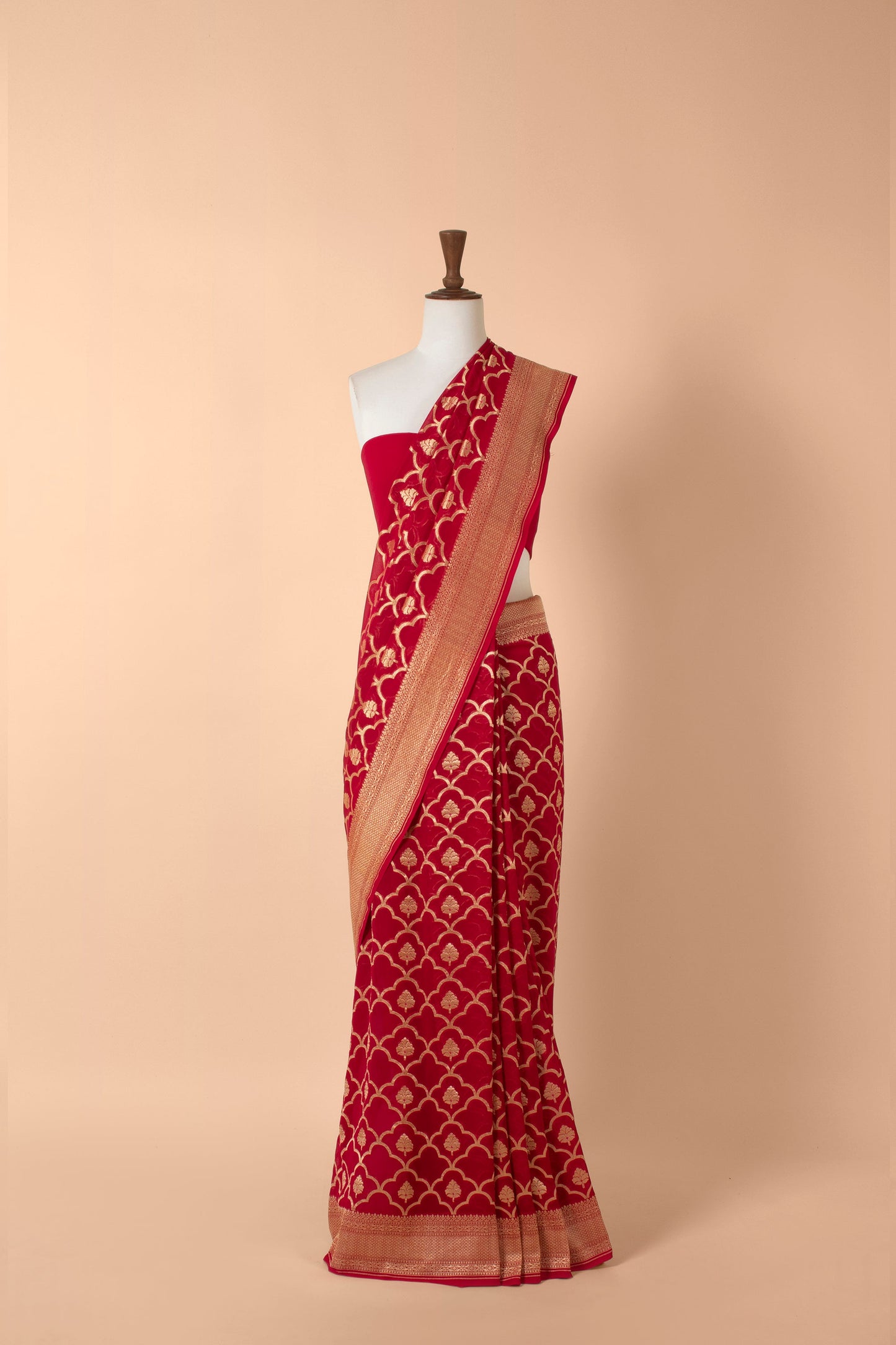 Handwoven Maroon Georgette Sari