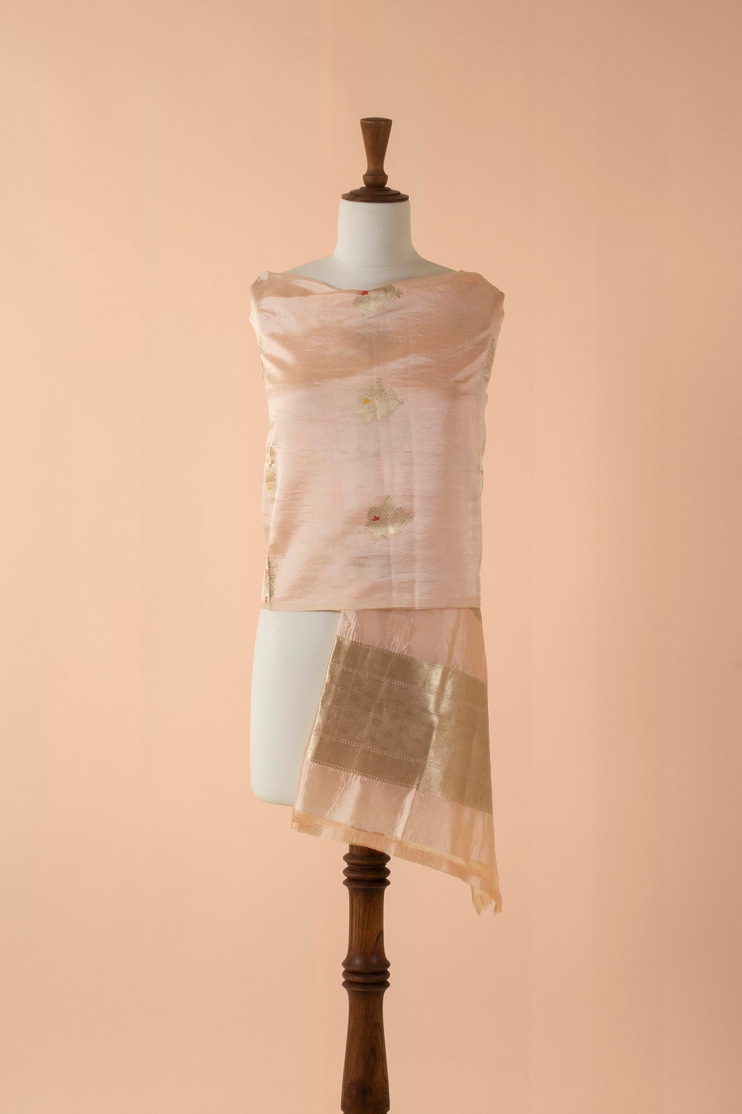 Handwoven Peach Silk Dupatta