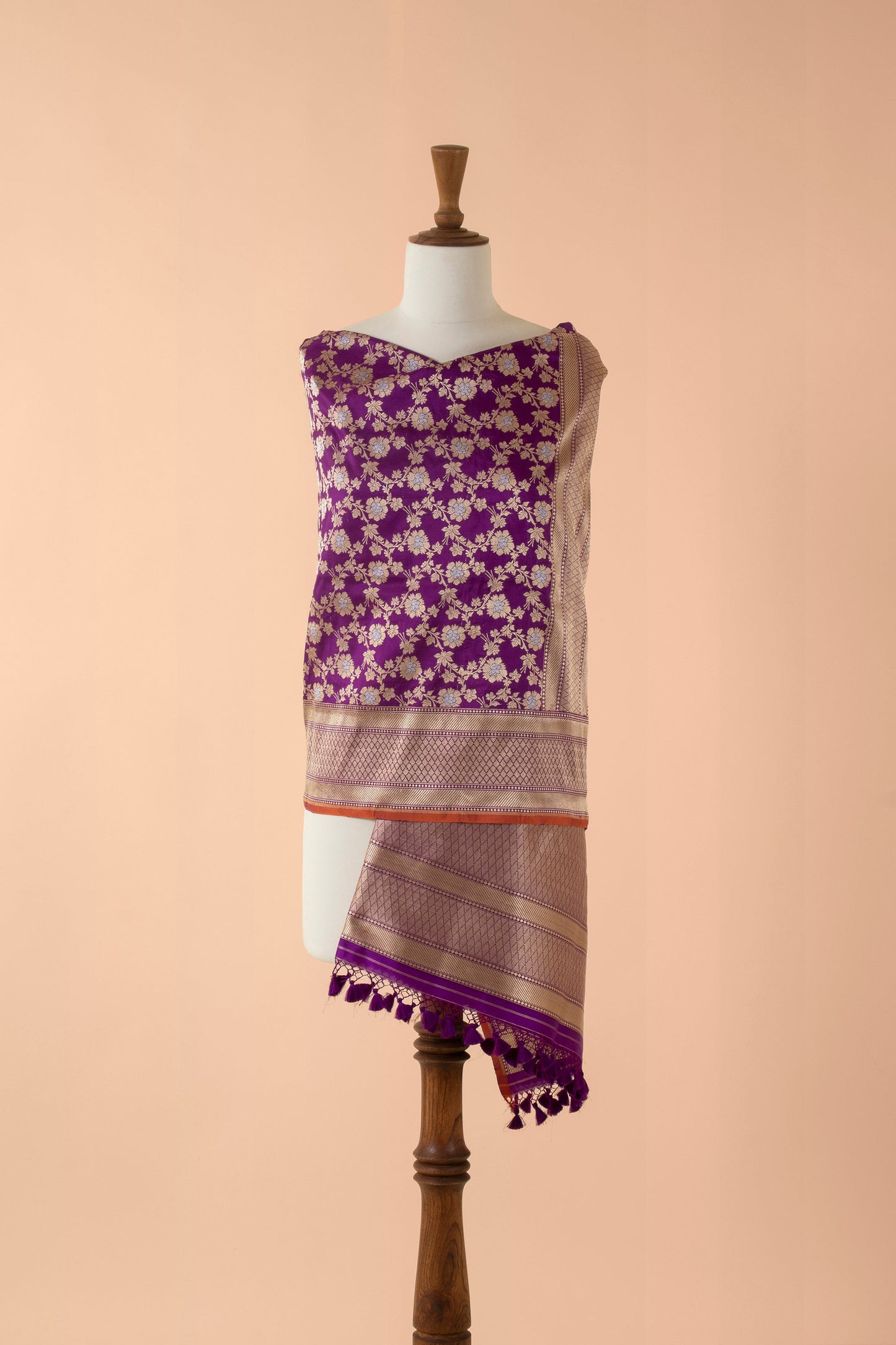 Handwoven Purple Silk Dupatta