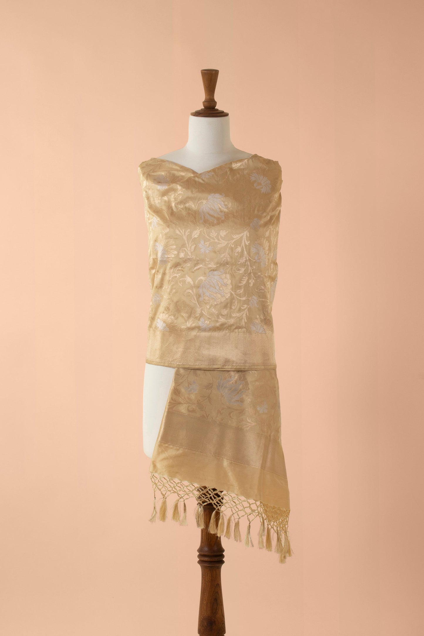 Handwoven Beige Silk Dupatta