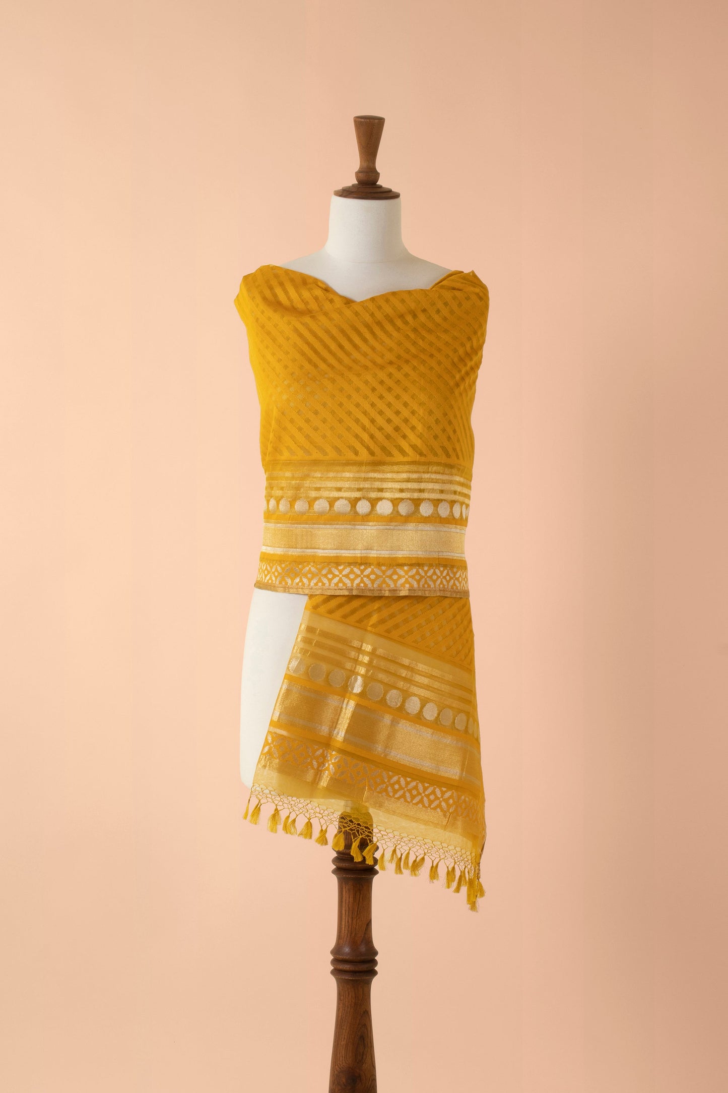Handwoven Mustard Banarasi Net Dupatta