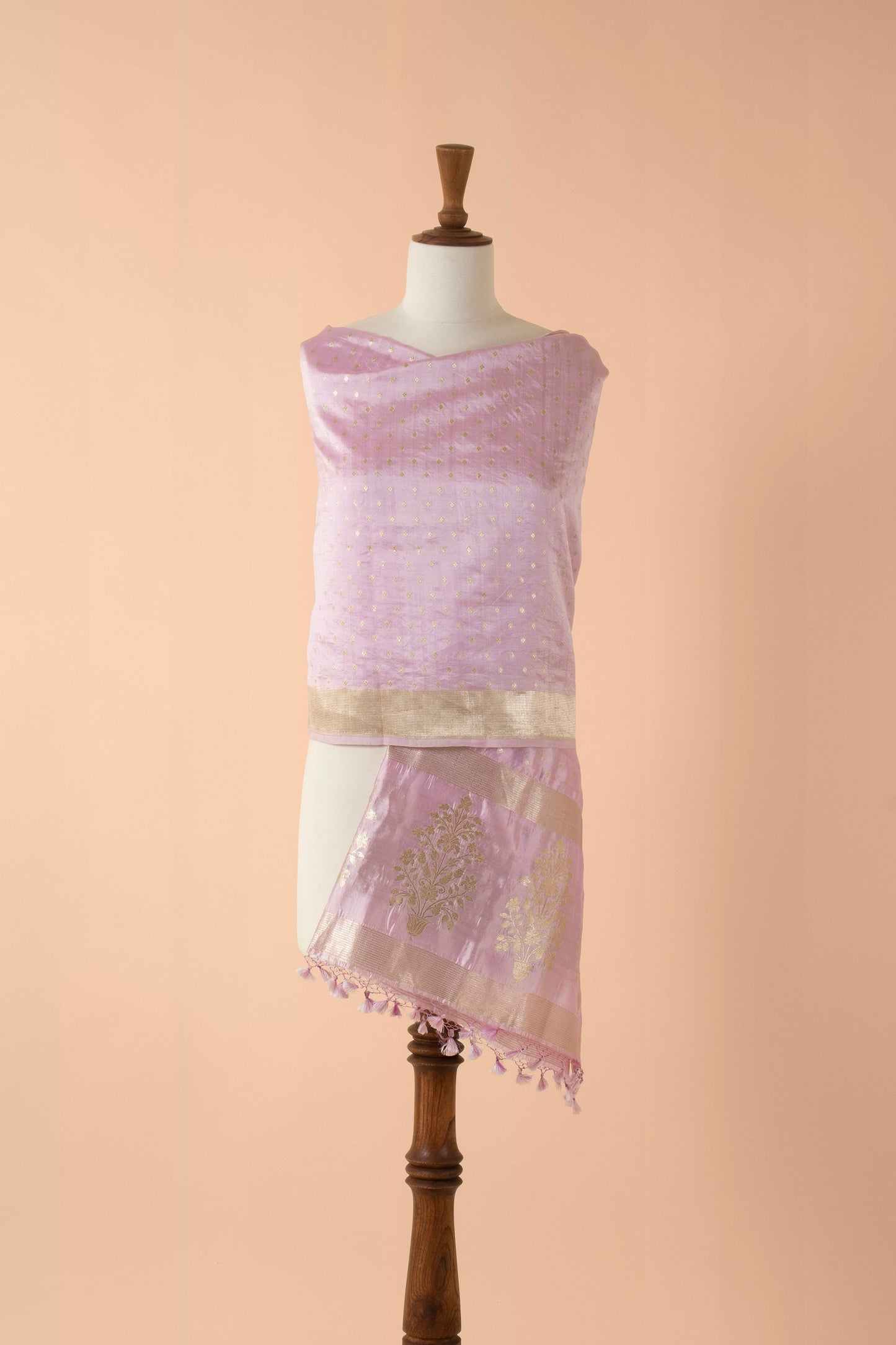 Handwoven Pink Silk Dupatta