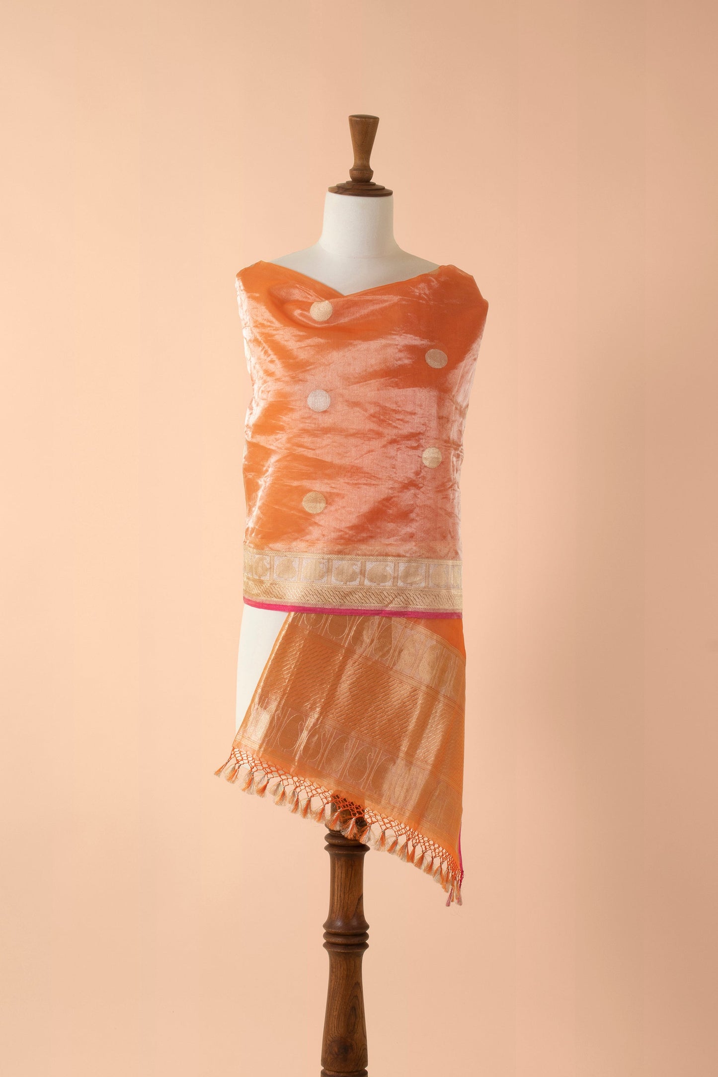 Handwoven Orange Tissue Dupatta