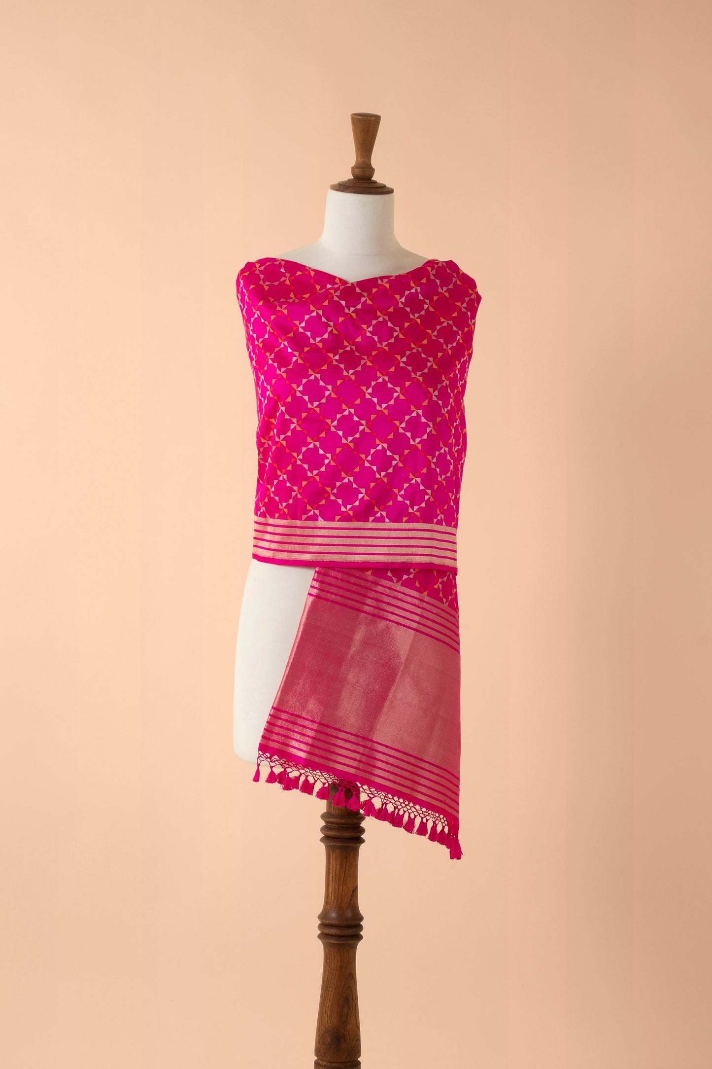 Handwoven Pink Silk Dupatta
