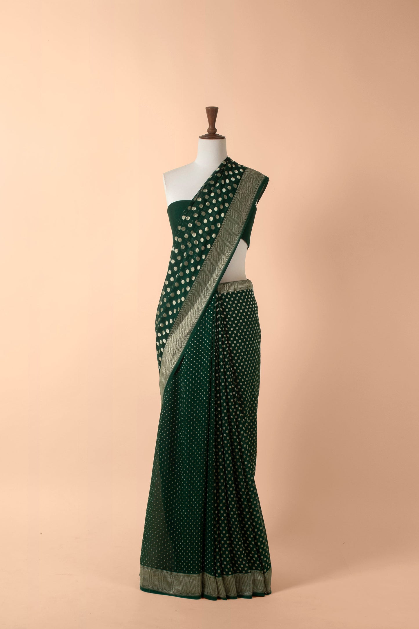 Handwoven Green Georgette Sari