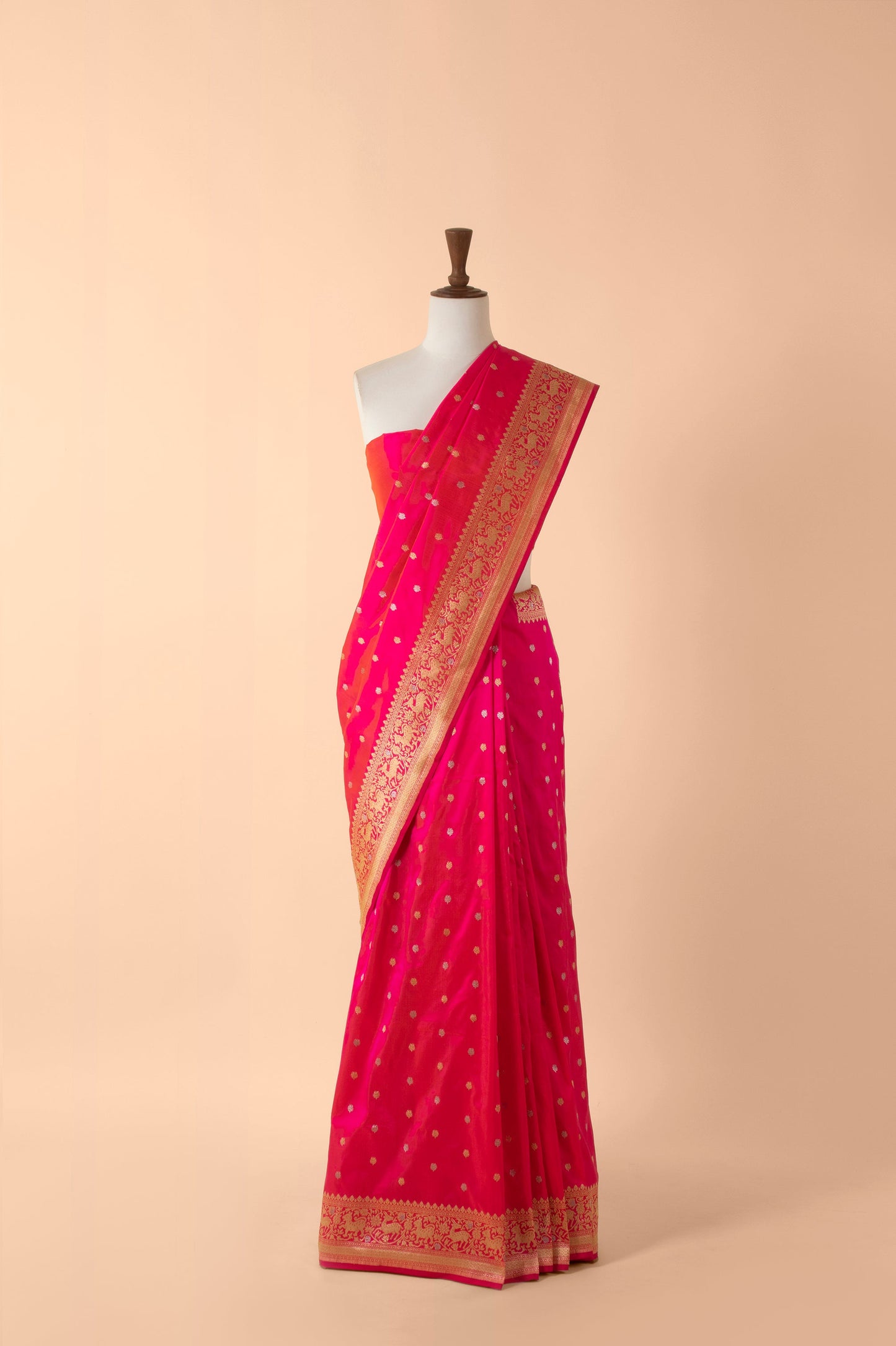 Handwoven Pink Silk Sari