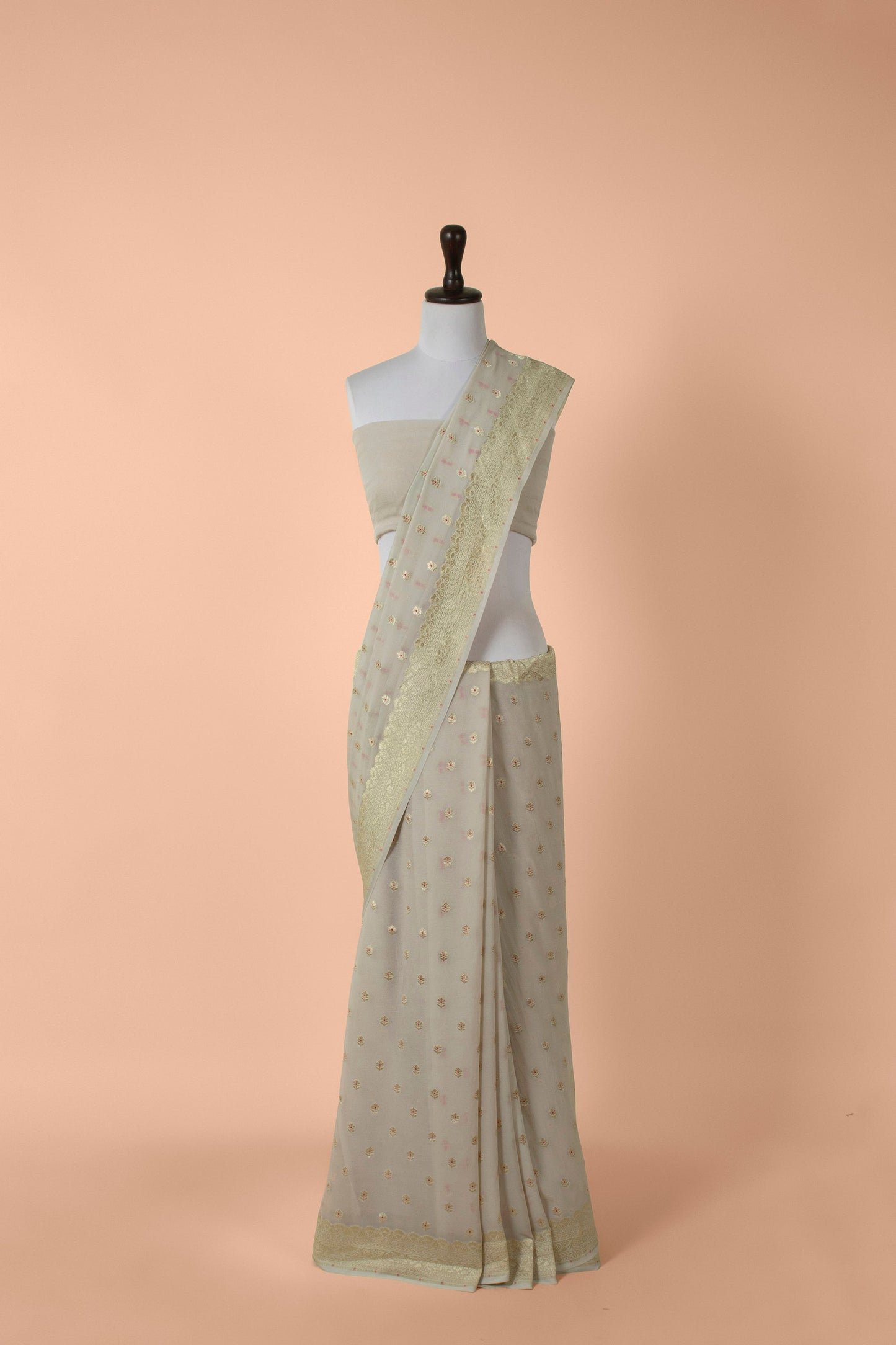 Handwoven Beige Georgette Saree