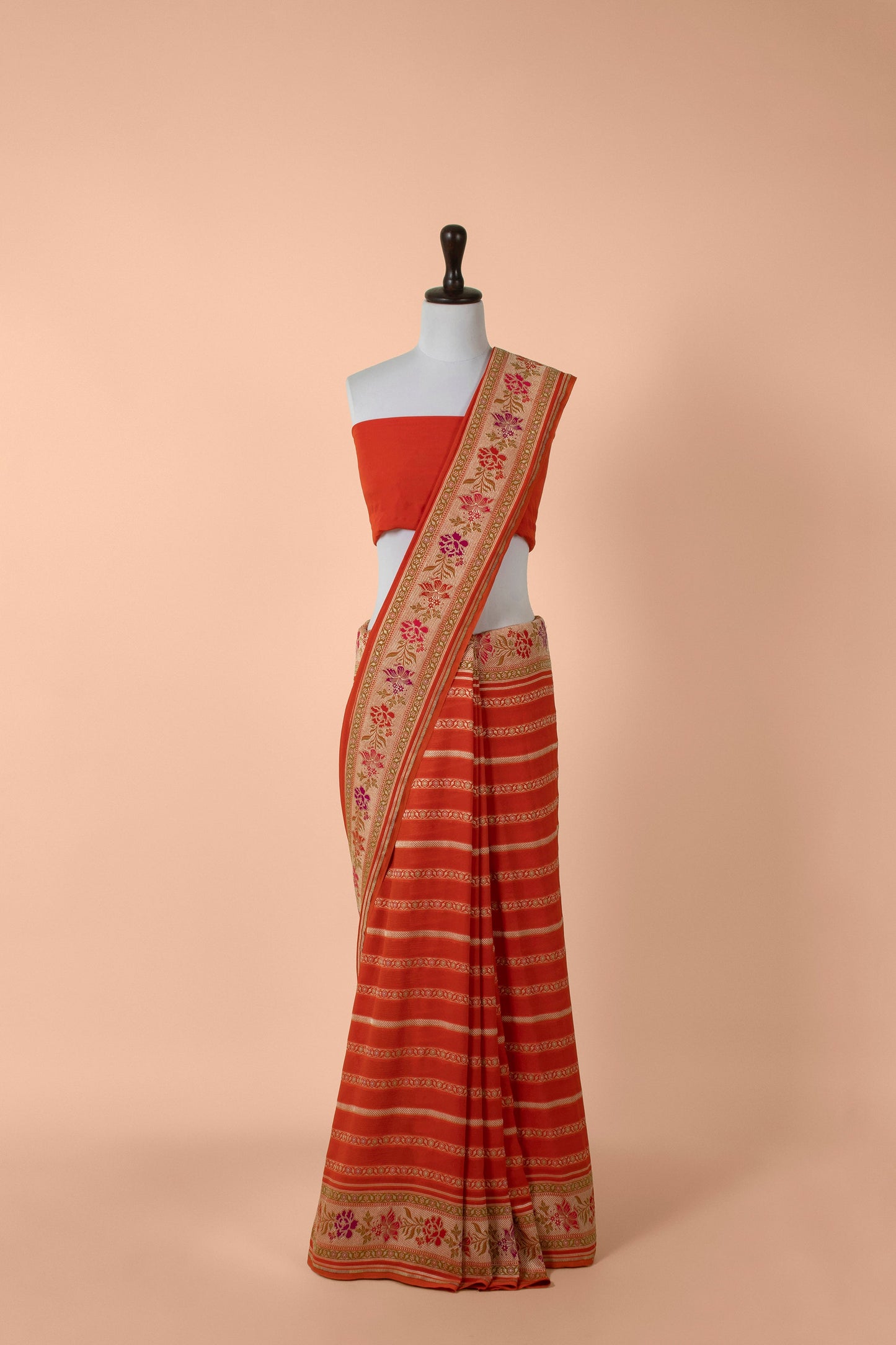 Handwoven Red Georgette Saree