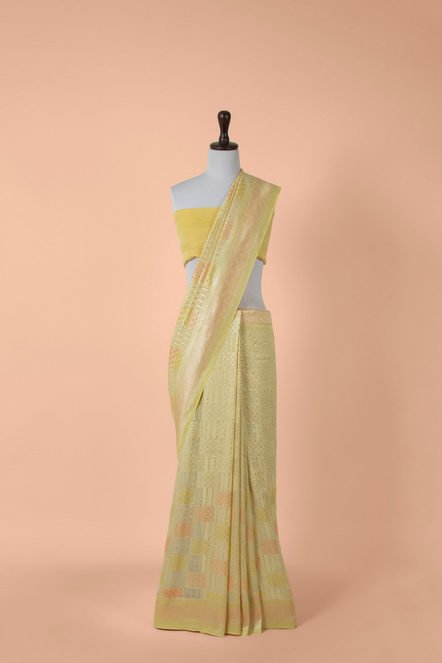 Handwoven Yellow Georgette Saree