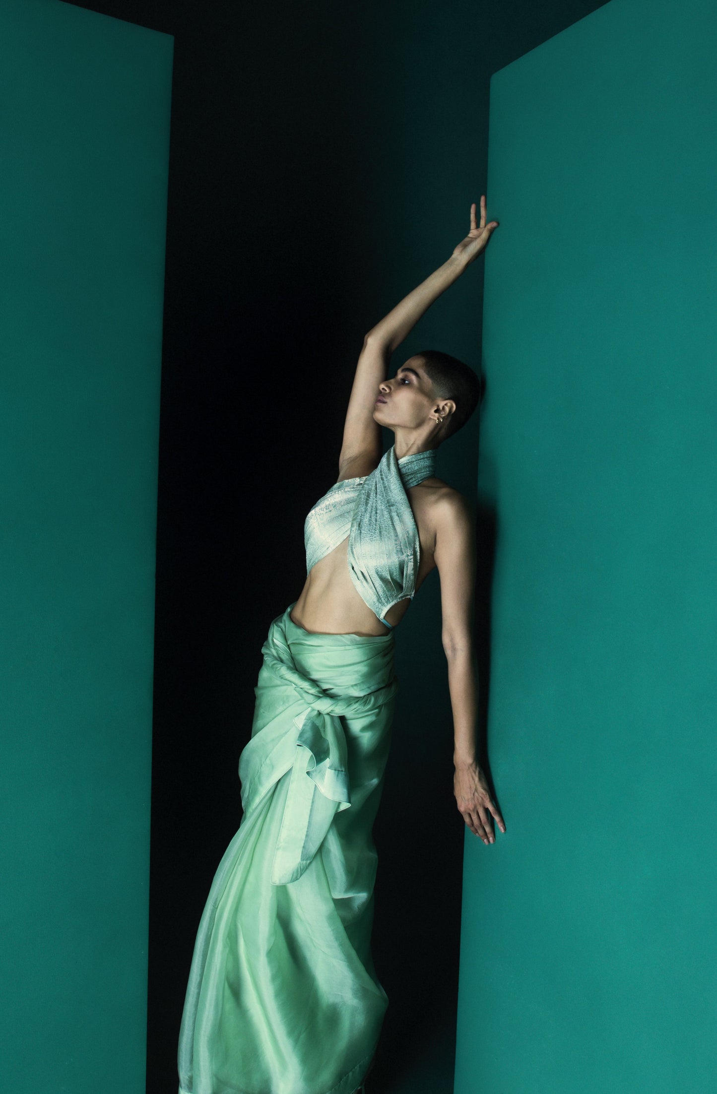 Handwoven Aquamarine Organza Saree