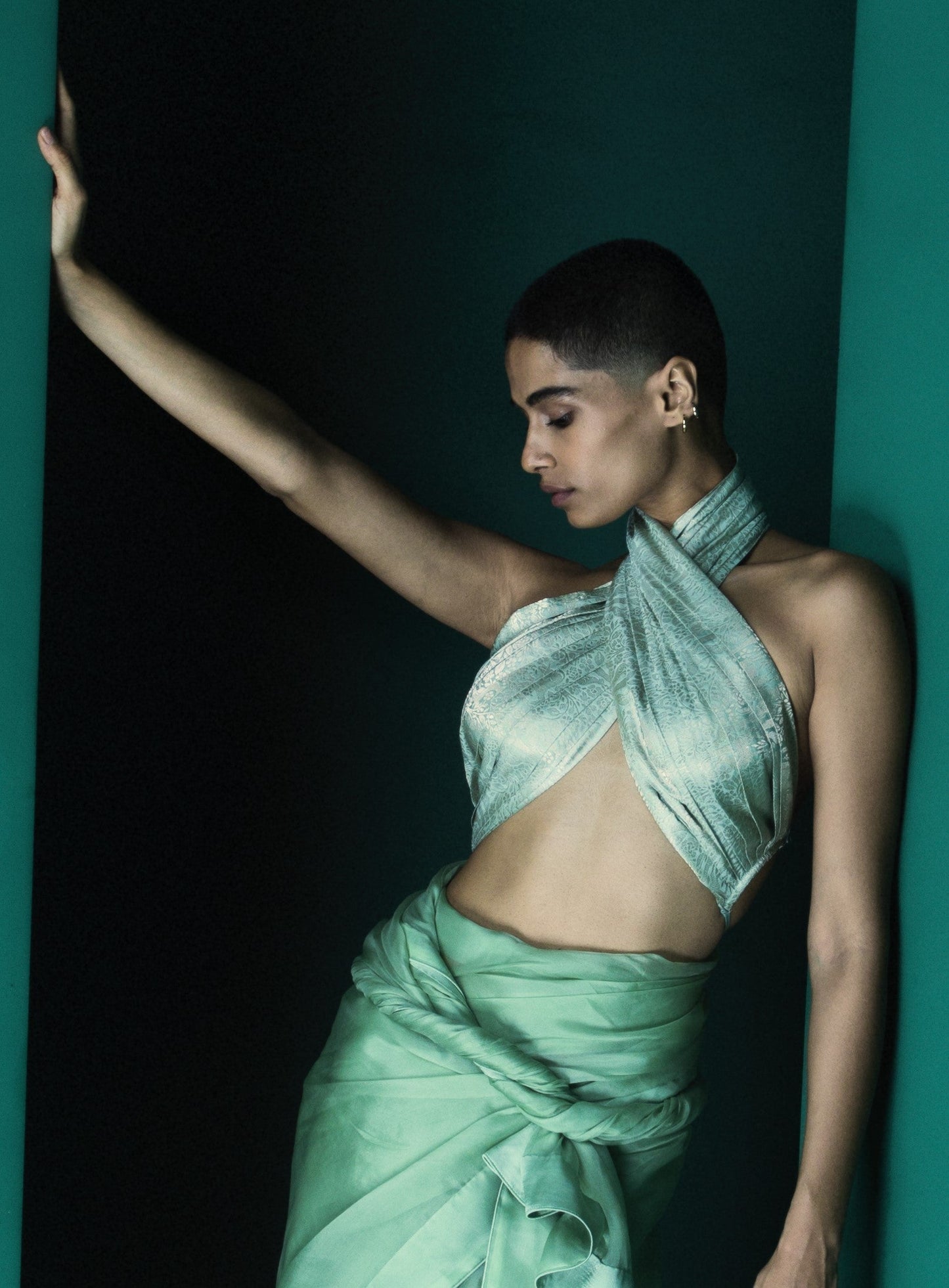 Aquamarine Crossover Halter Blouse