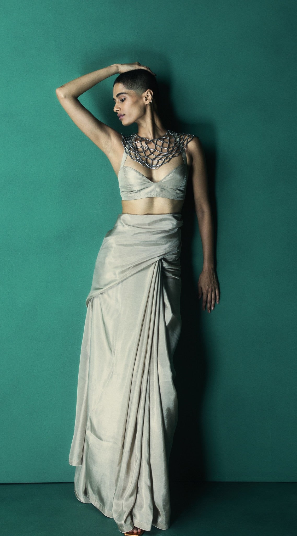 Handwoven Slate Grey Silk Saree