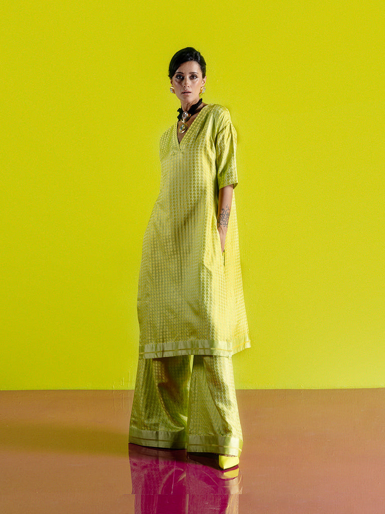 Lime Gerum A-line Kurta Set