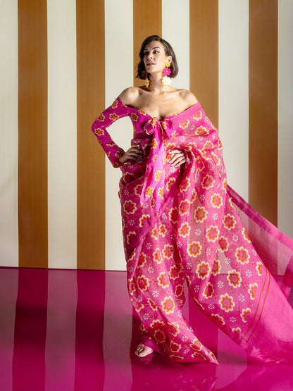 Pink Twiggy Bloom Saree