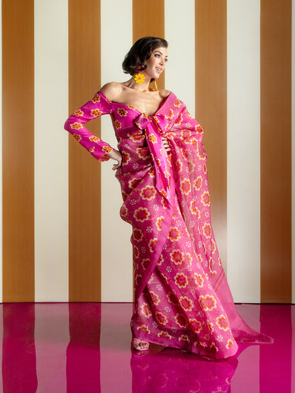 Pink Twiggy Bloom Saree